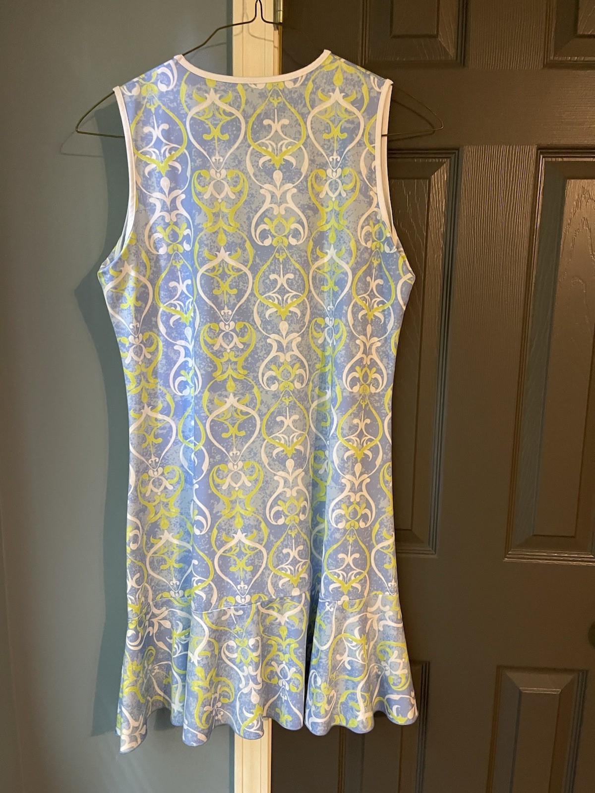 Ana Clare Women’s Activewear Sundress Size Large, Blue Ruffle Hem Swim Cover Up