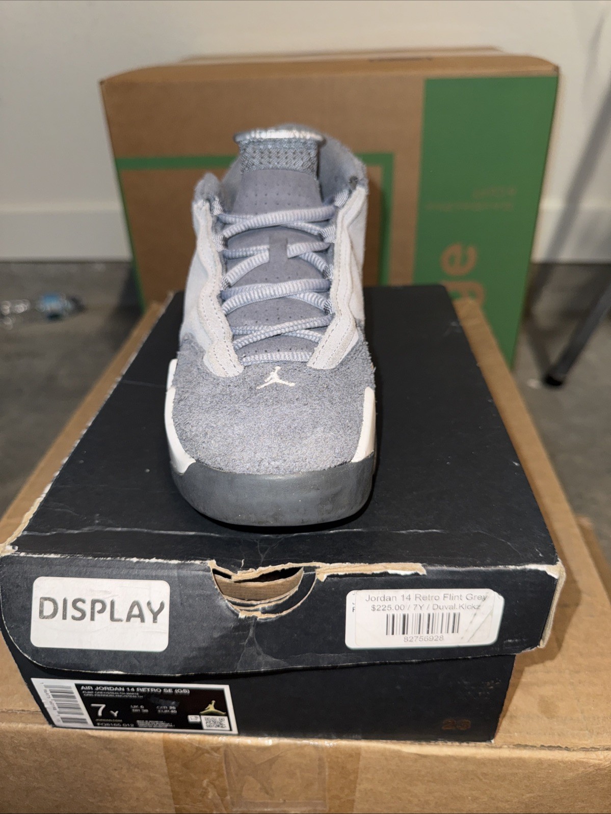 Air Jordan 14 Retro Flint Grey Size 7y 100% Authentic Ready To Ship ! CHEAP!