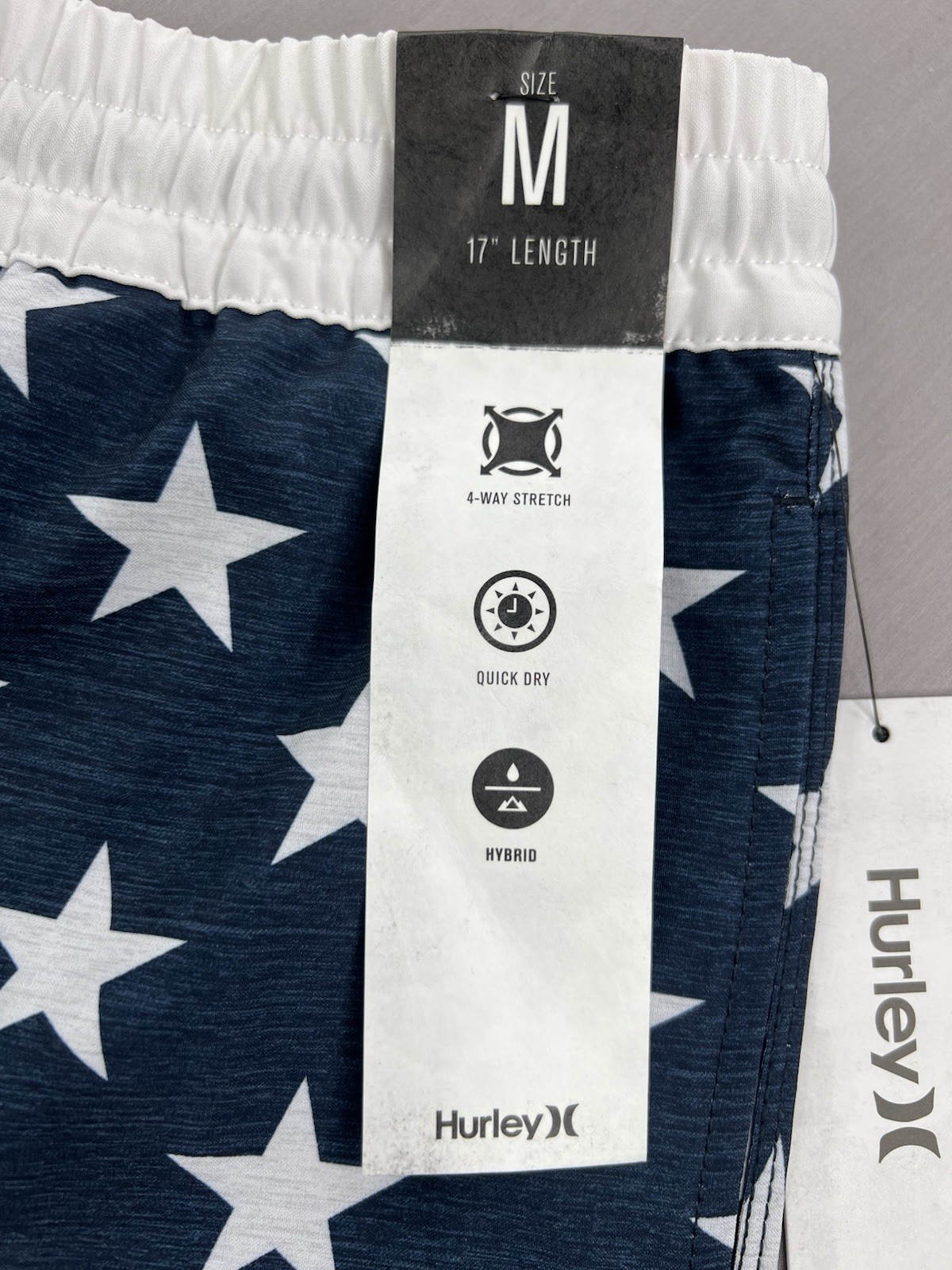 Hurley Mens Patriot Volley 17″ American Flag Hybrid Board Shorts Sz M