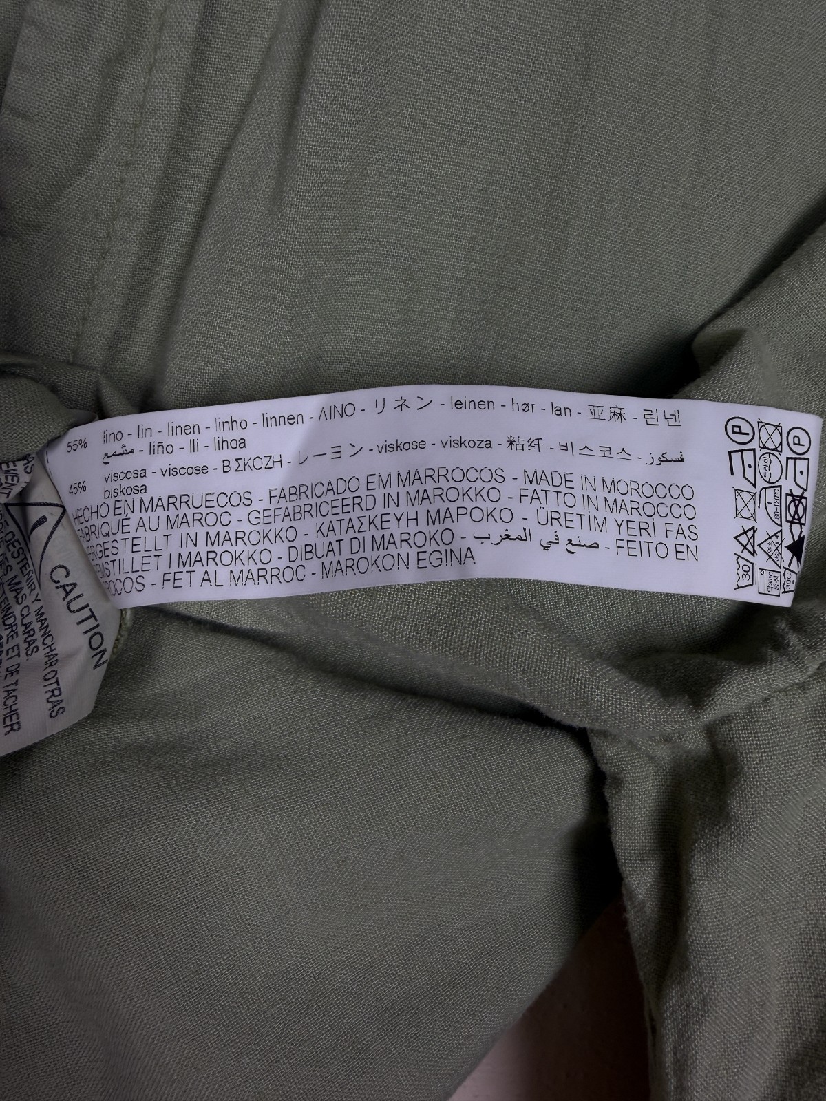 Zara Linen Blend Crop Shirt Women’s XS Sage Green Cottagecore Summer Top