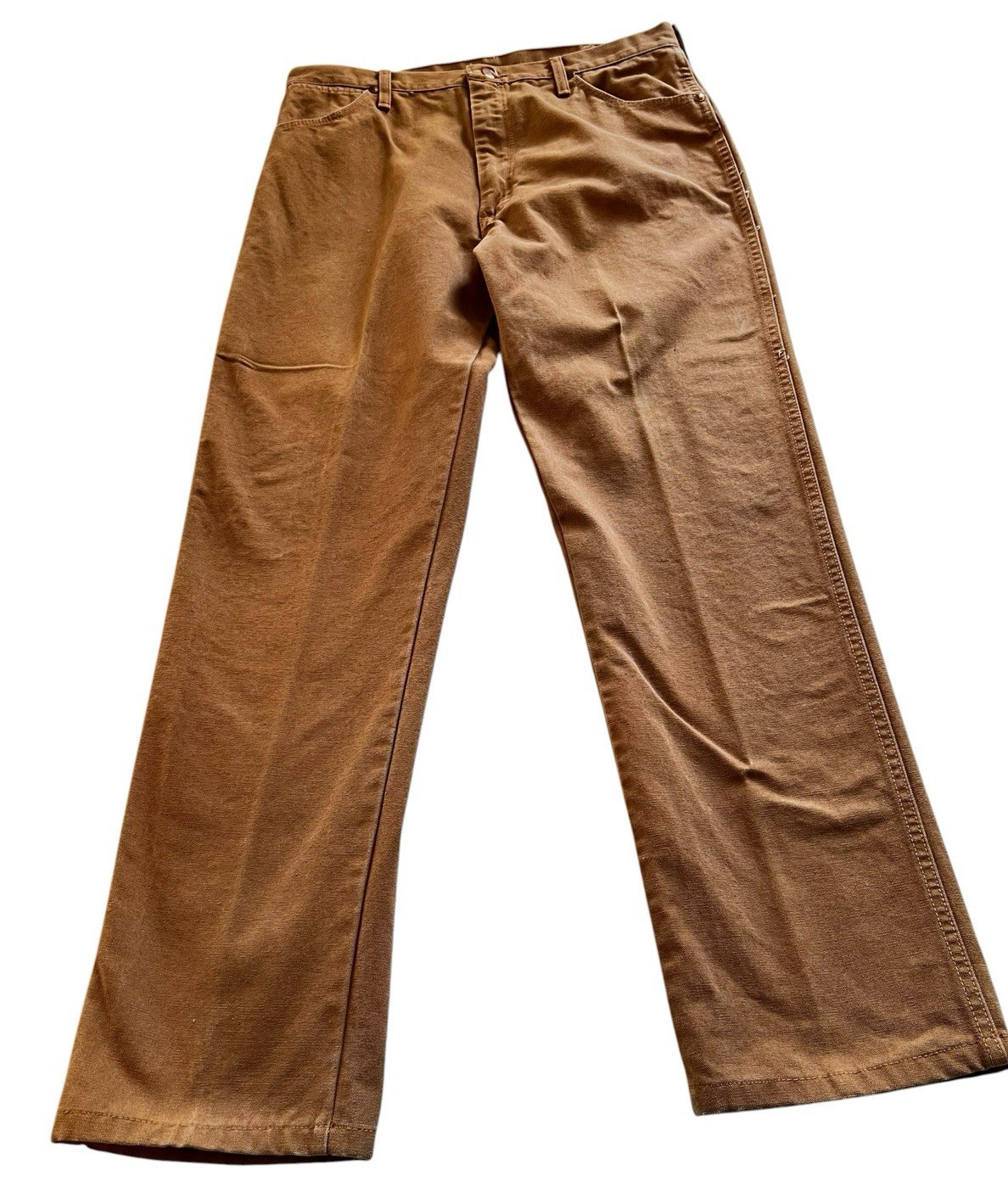 VTG Jeans Wrangler Mens Size 36×32 80s Brown Whiskey Cowboy Cut Made USA Canvas