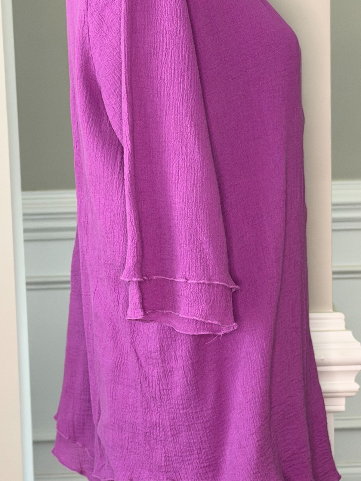Soft Surroundings Siesta Key Tunic Purple Gauze Layered Hem Beachy Blouse Sz M