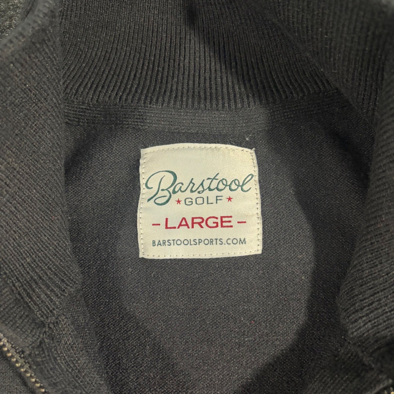 Barstool Golf Sweater Vest Mens Large Black Quarter Zip Pullover Cotton Blend