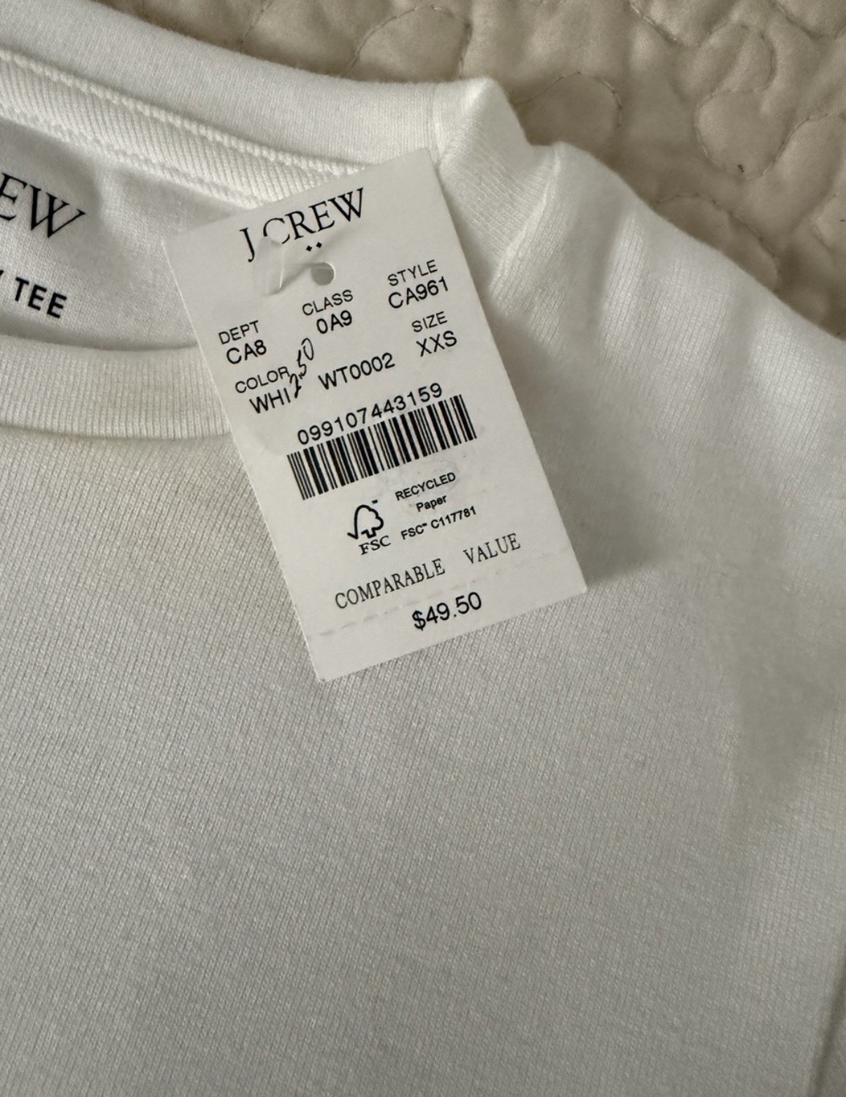 J.CREW Women’s XXS White Solid Crew Neck Long Sleeve Knit Tee CA961
