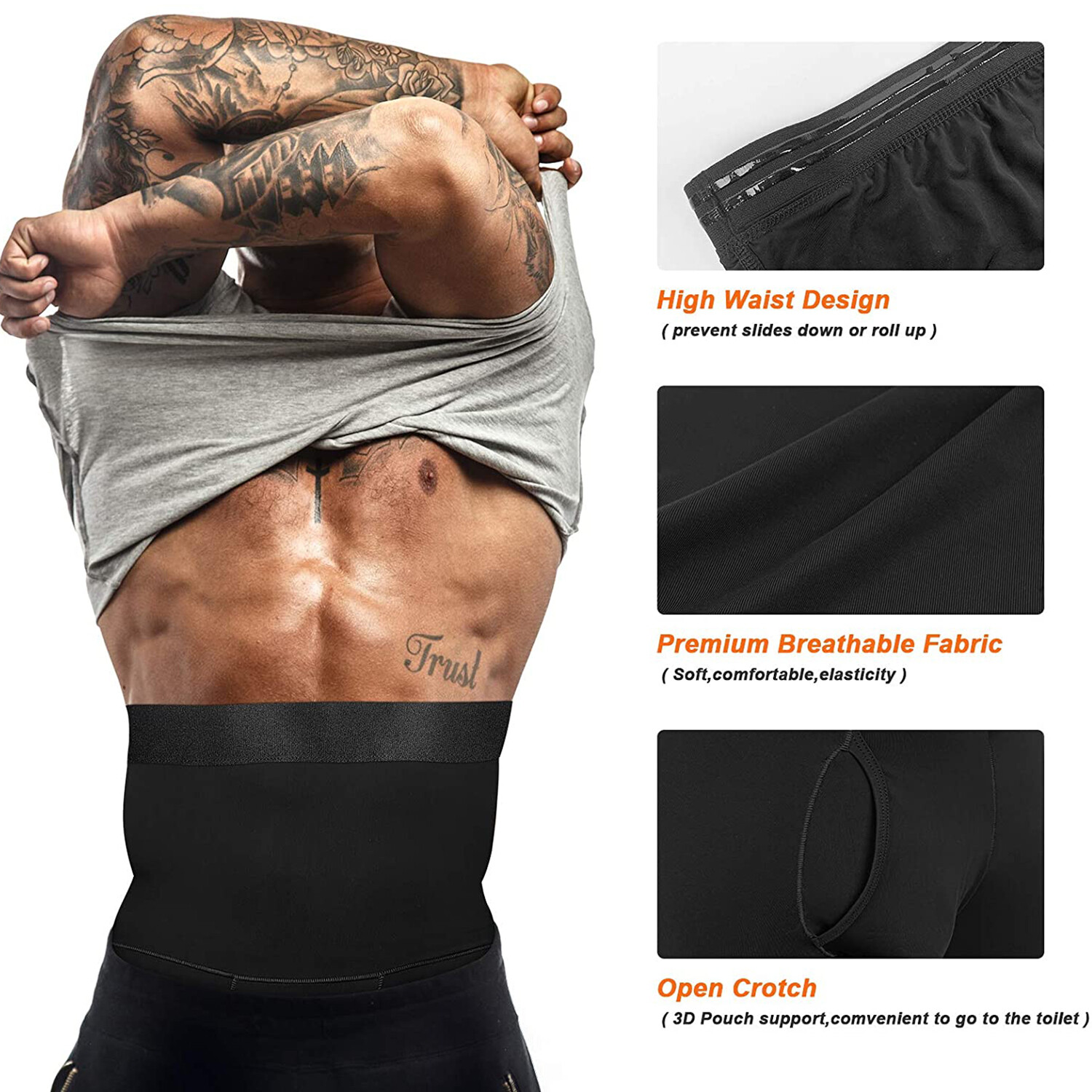 Men’s Tummy Control Shapewear High Waist Slimming Underwear Shorts Boxer Briefs
