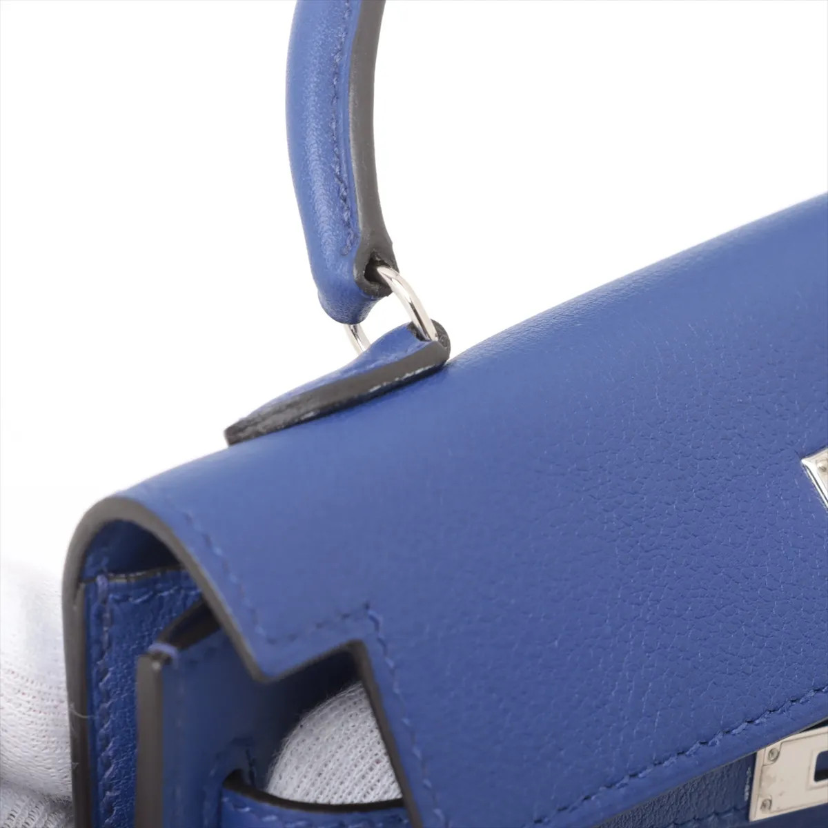 Hermès Tiny Kelly Swift Blue Silver Metal Fittings □O: 2011