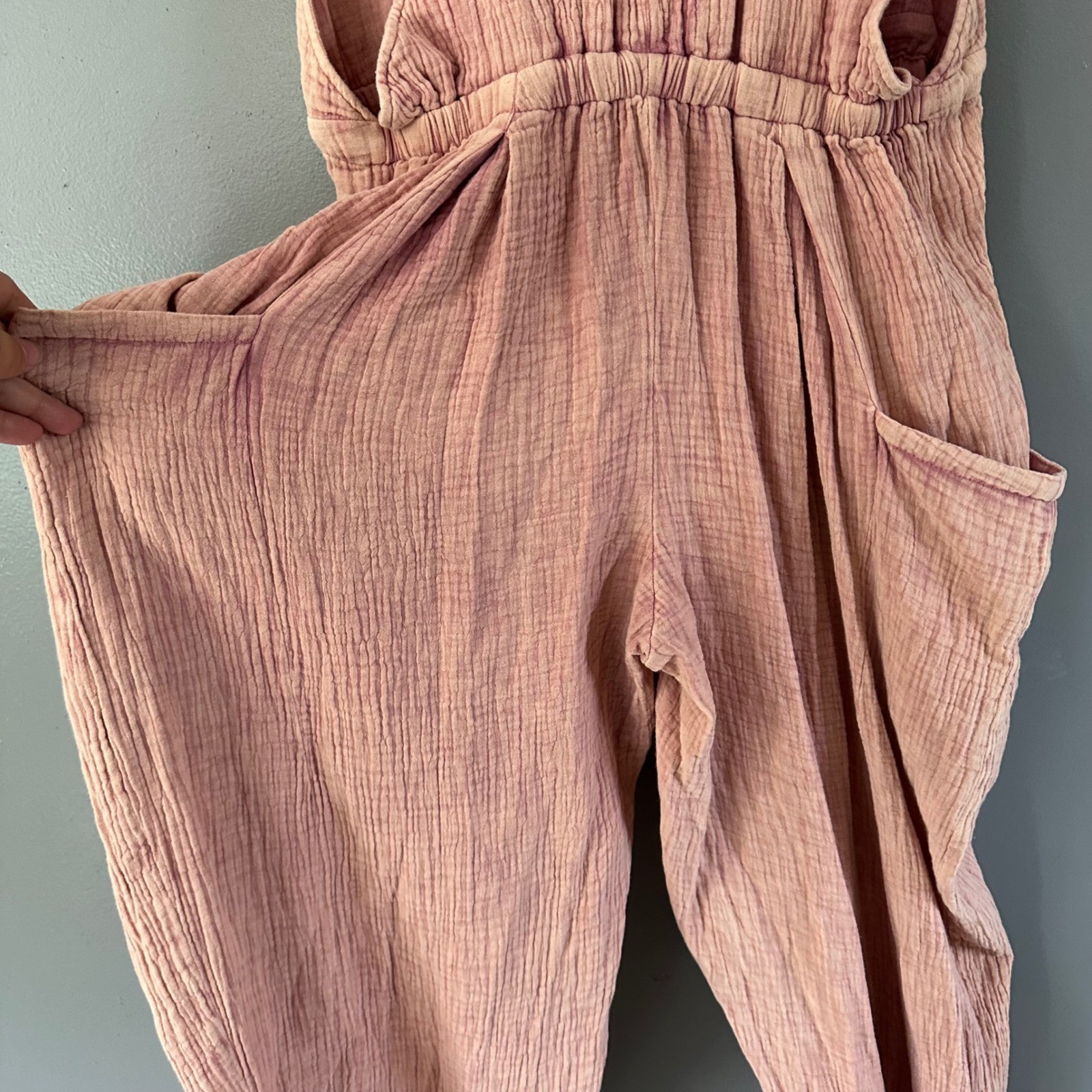Oli & Hali Pink Muslin 100% Cotton Hooded Jumpsuit LARGE