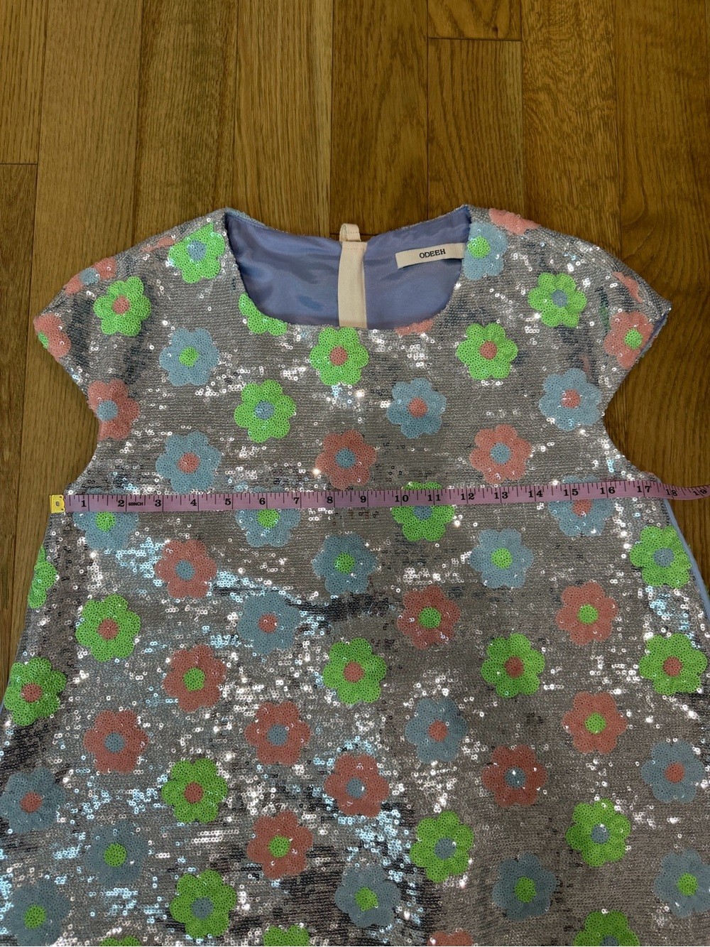 Odeeh Floral Sequin Tunic Top | Silver Sequin Oversized Statement Top