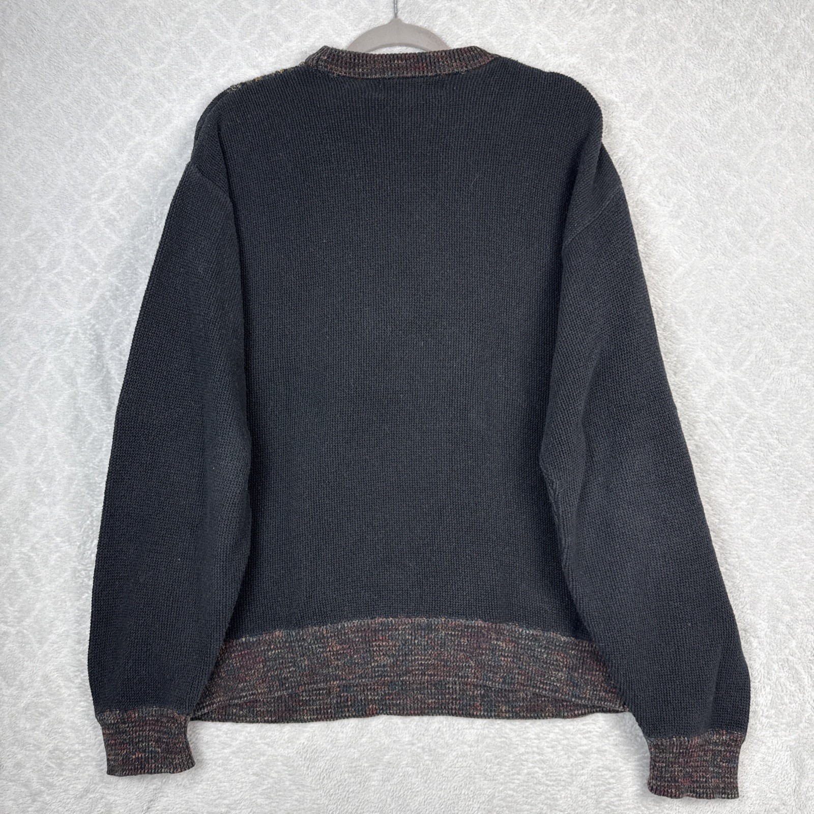 Vtg 3D Knit Crewneck Sweater Mens L Geometric 90s 80s Hip Hop Cosby Grunge Coogi