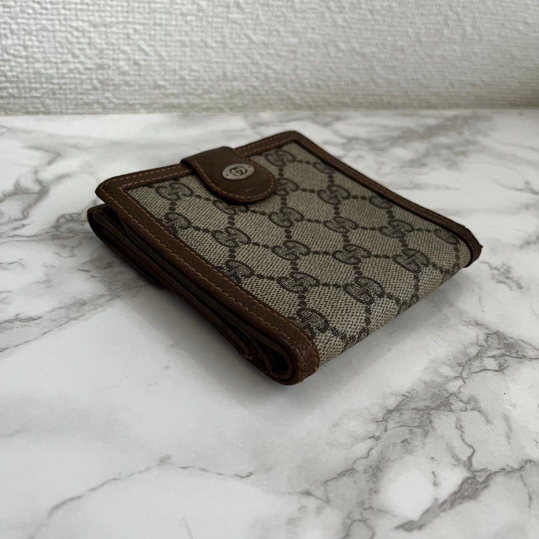 Excellent Condition Gucci Old Gucci GG Pattern Leather Double Snap Mini Wallet B