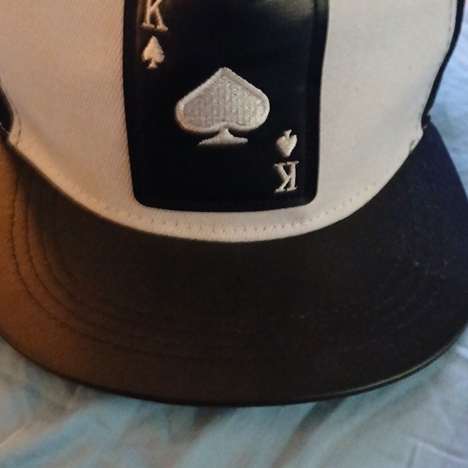 Black & White Colorblock Snapback Cap Adjustable One Size King of Spades Patch