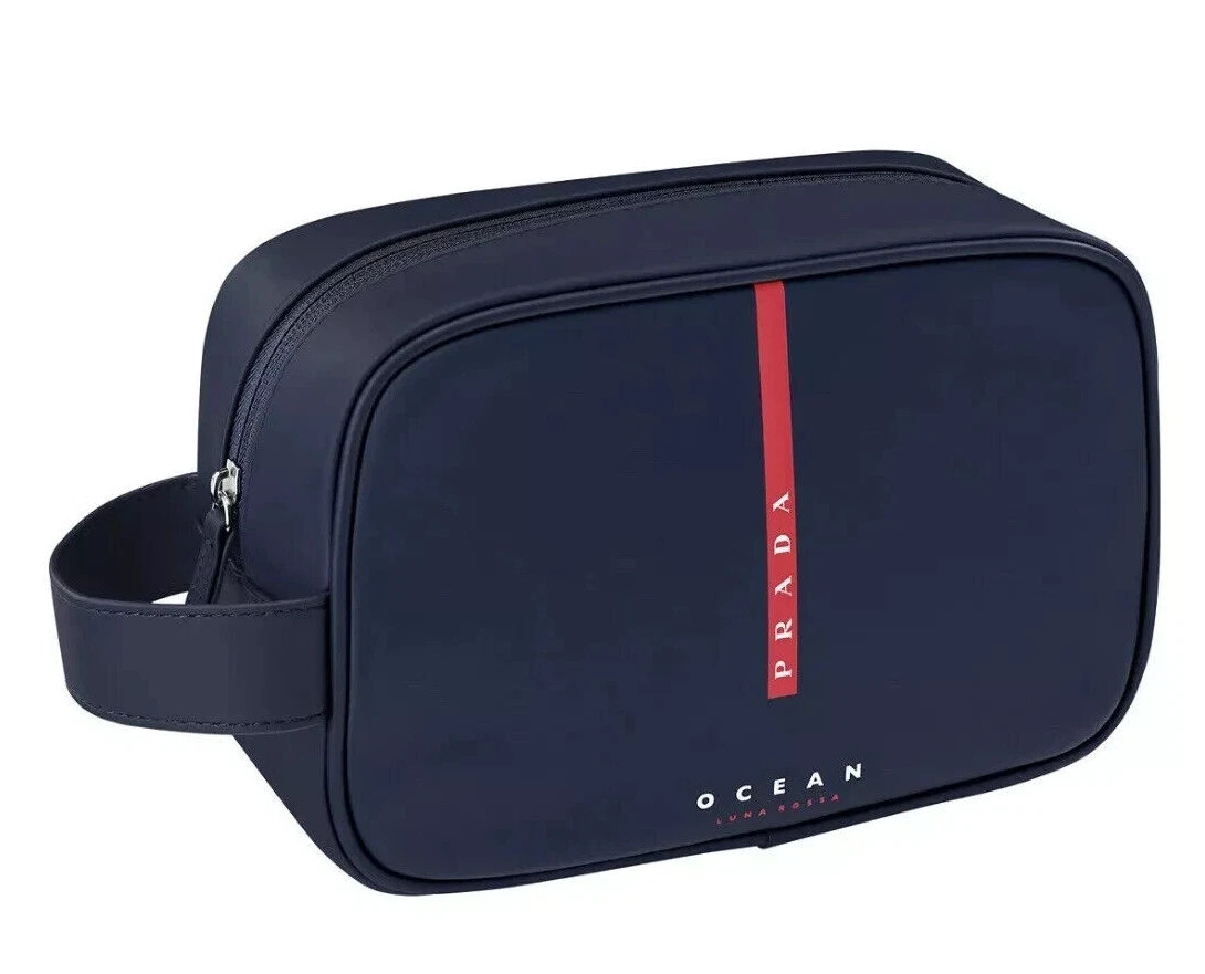NEW PRADA Beauty Luna Rossa Ocean Faux Leather Travel Pouch Shaving Toiletry Bag