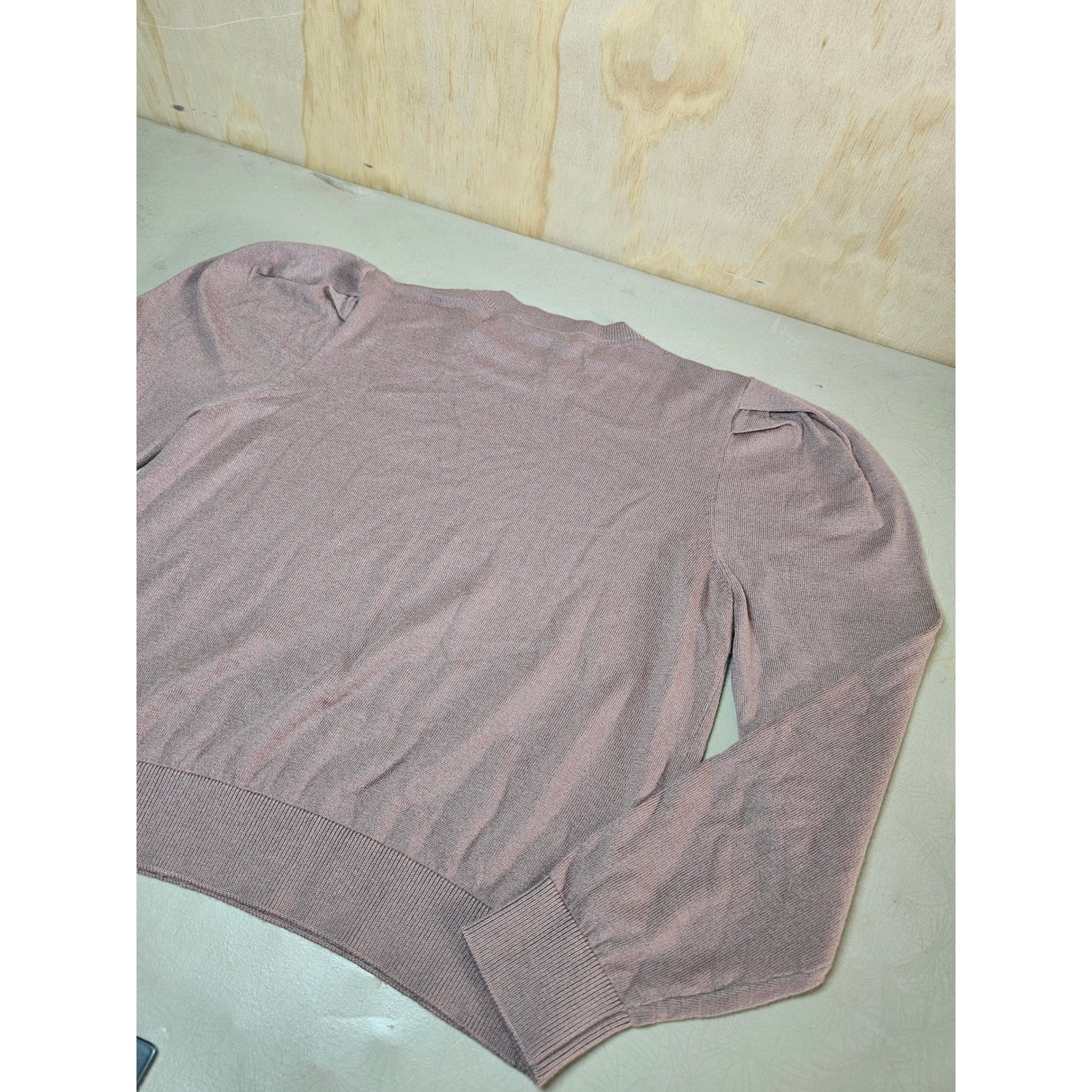 Philosophy Republic Clothing Womens Mauve Puff Sleeve Cashmere Blend Sweater M