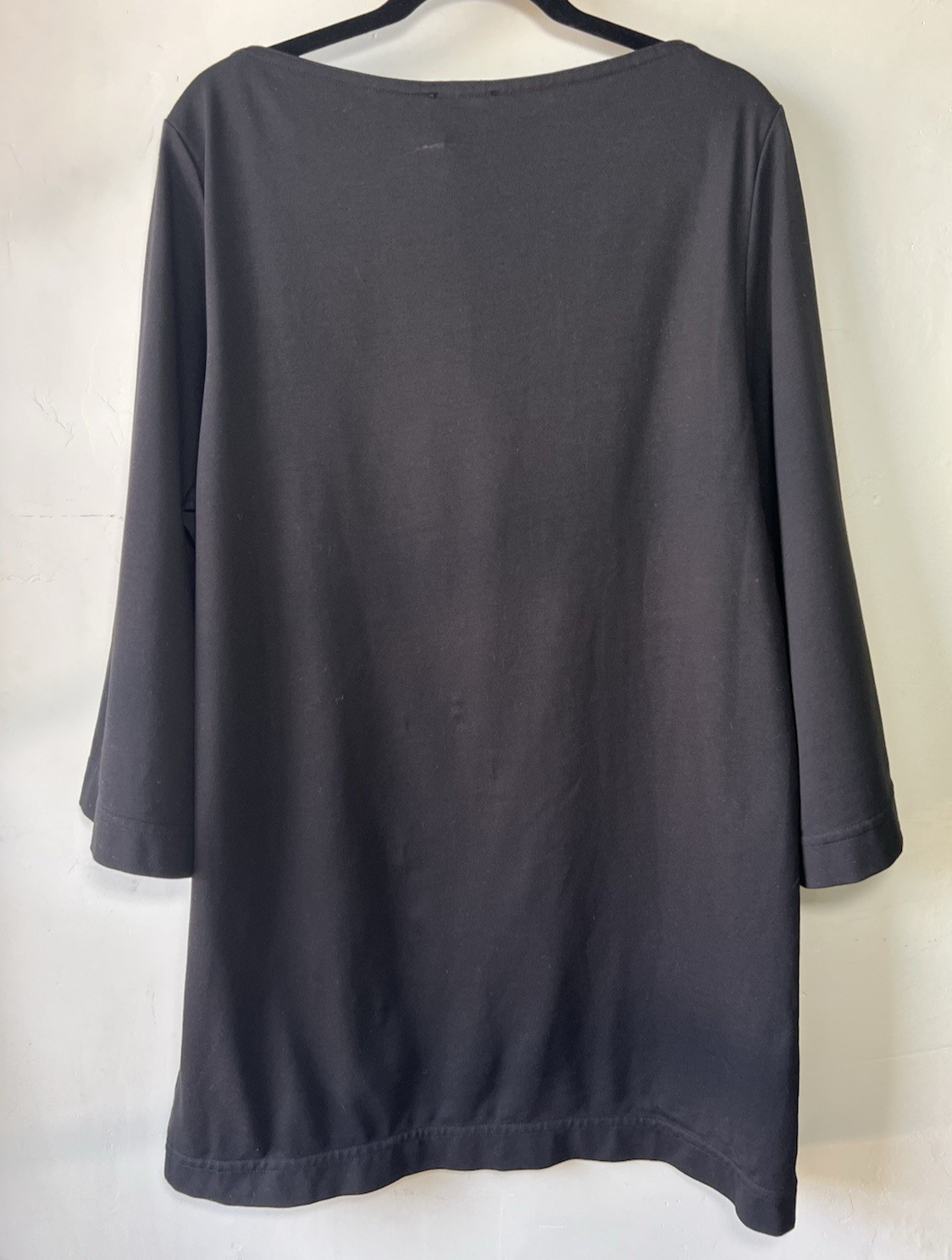 COS Black Organic Cotton Shift Dress M Boat Neck 3/4 Bell Sleeve Minimalist NWT