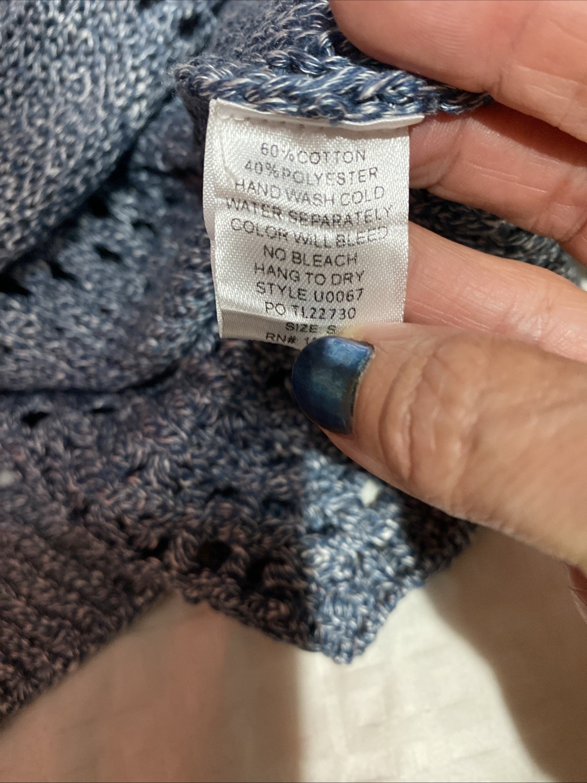 NWT Medium Umgee Open Knit Crochet Sweater Sleeveless Over Sized Top Blue