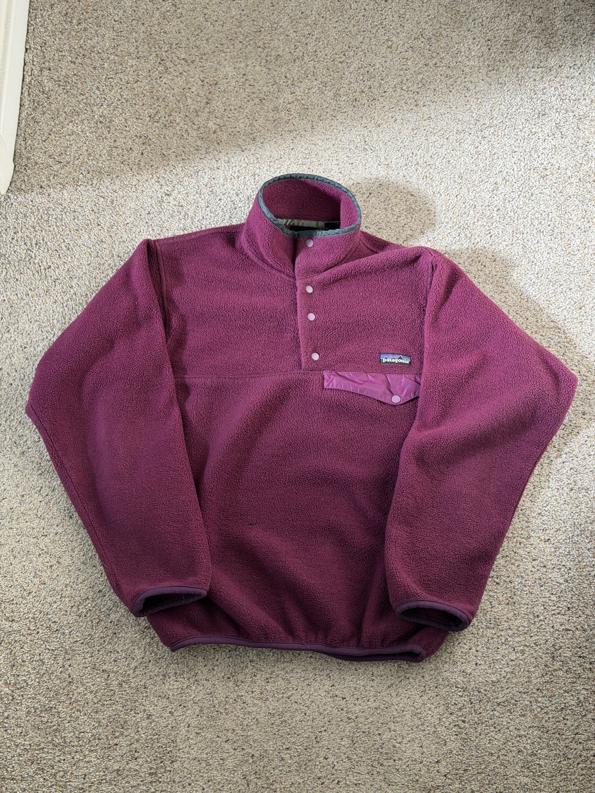 Vintage Patagonia Synchilla Snap T Button Fleece Sweater XSmall Purple 90s