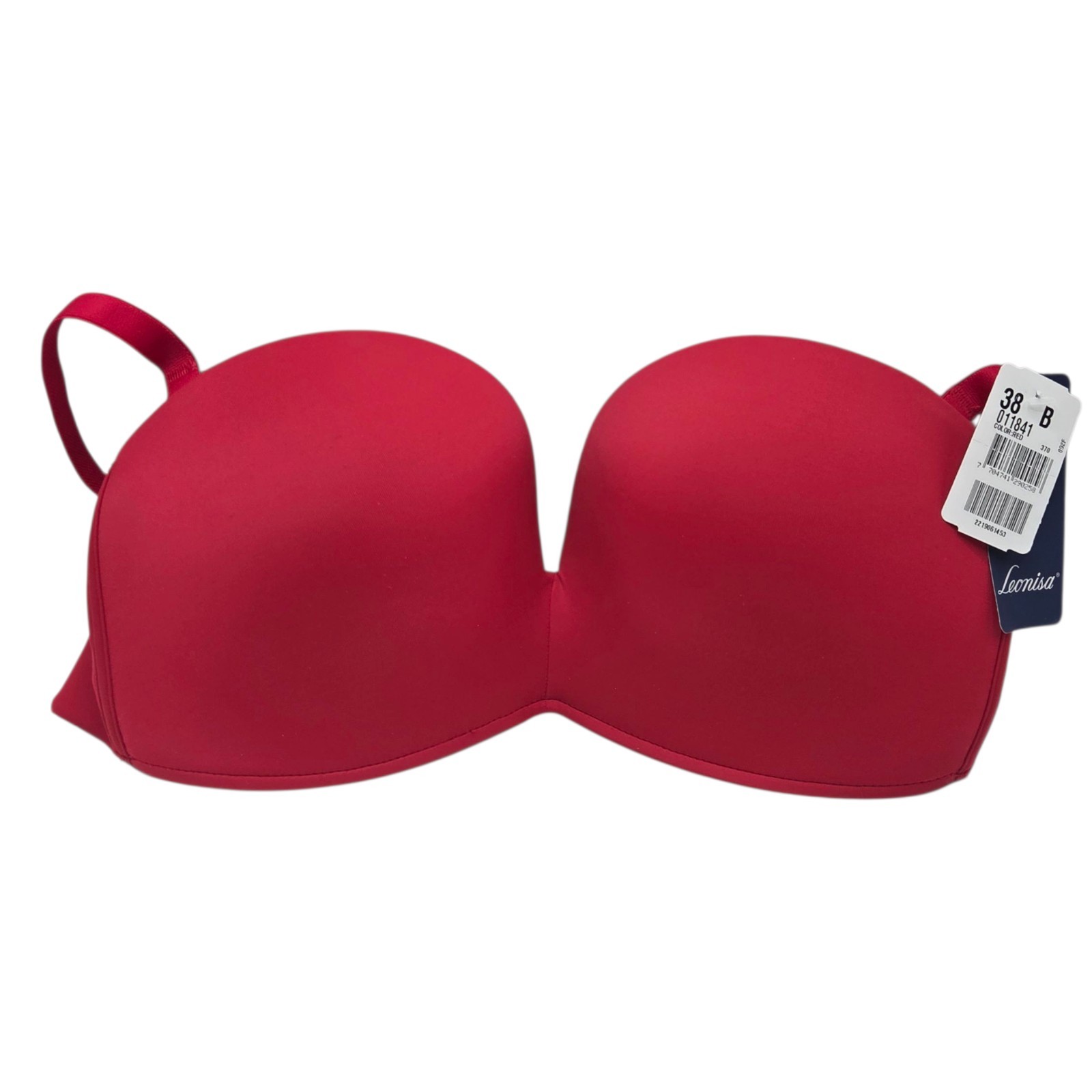 LEONISA Antigravity Wireless Strapless Bra 38B Extreme Plush Up Cherry Red NEW
