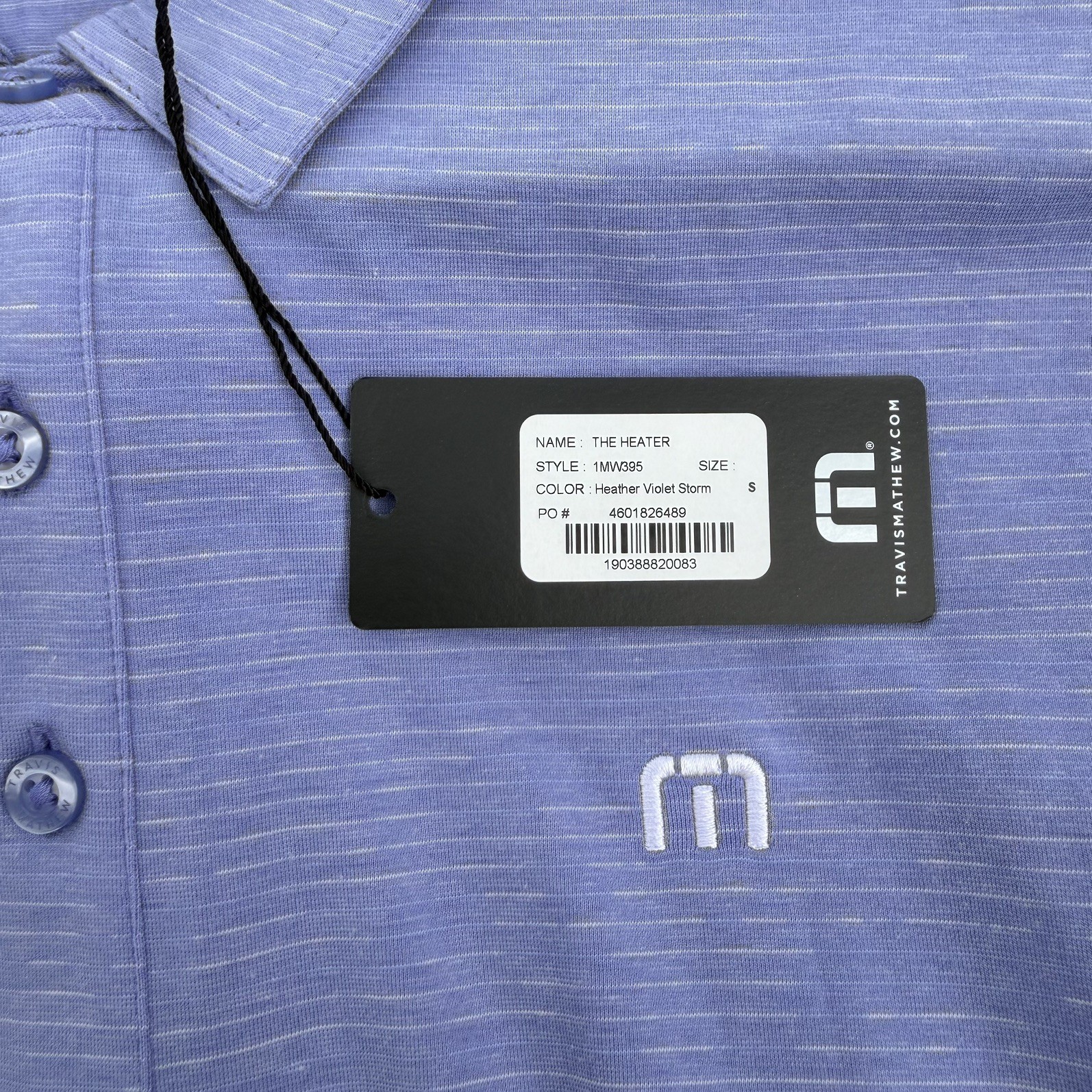 Travis Mathew The Heater Polo Heather Violet Storm Mens Size Small NWT Golf