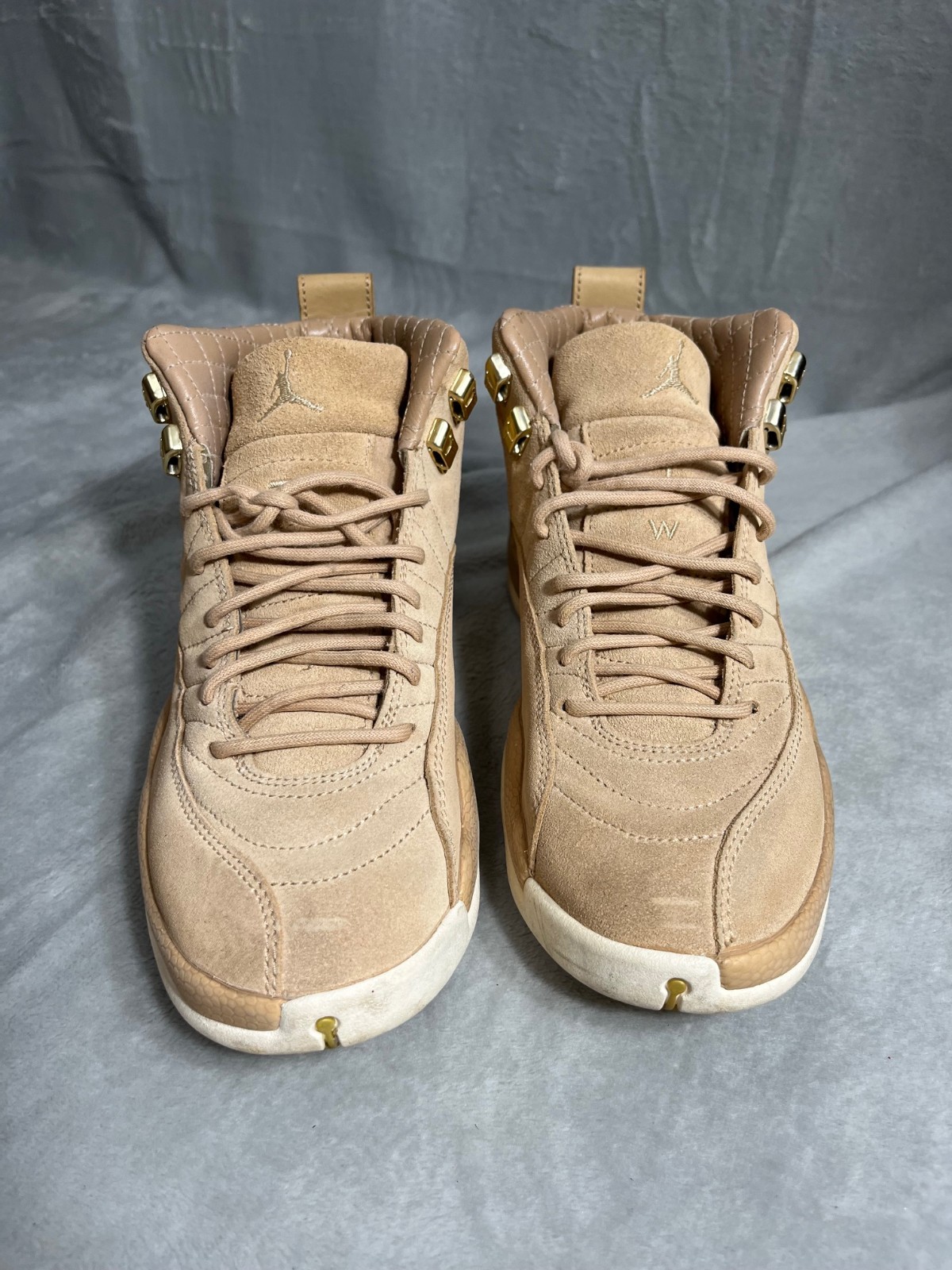 Nike Air Jordan 12 Retro Wheat Blush Beige Suede Gold Women Sneakers US 7 EU 38