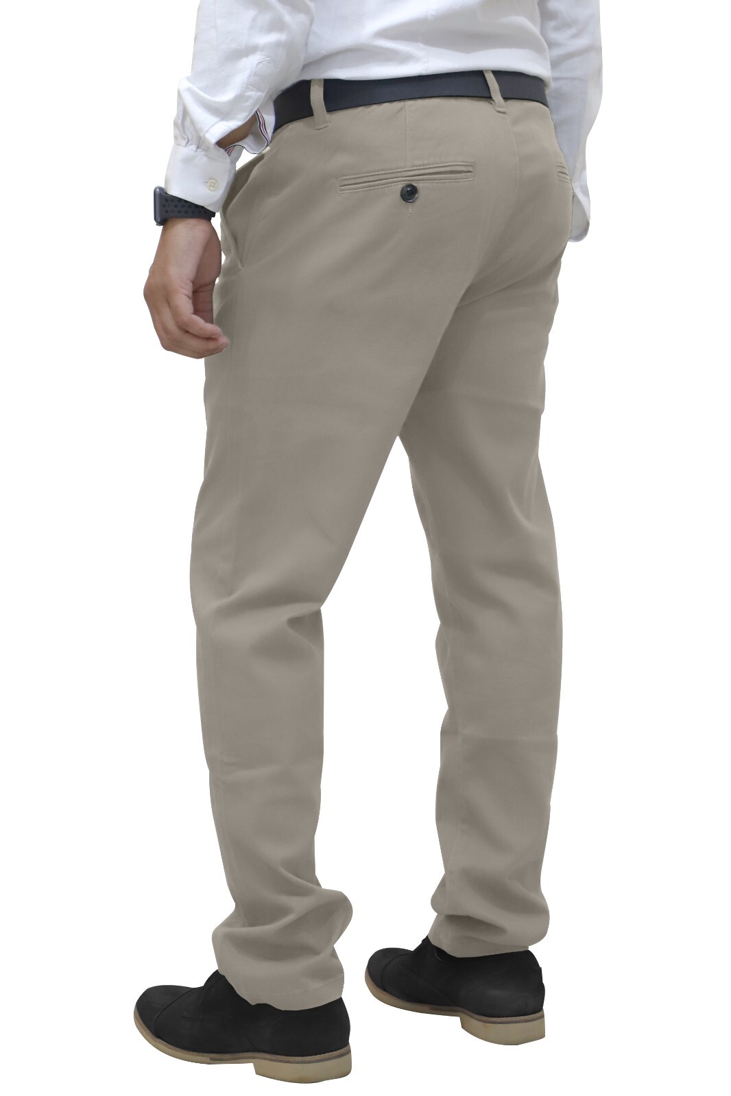 Mens Chino Pants Regular Fit Flat-Front Casual Stretch Relaxed Cotton Trouser