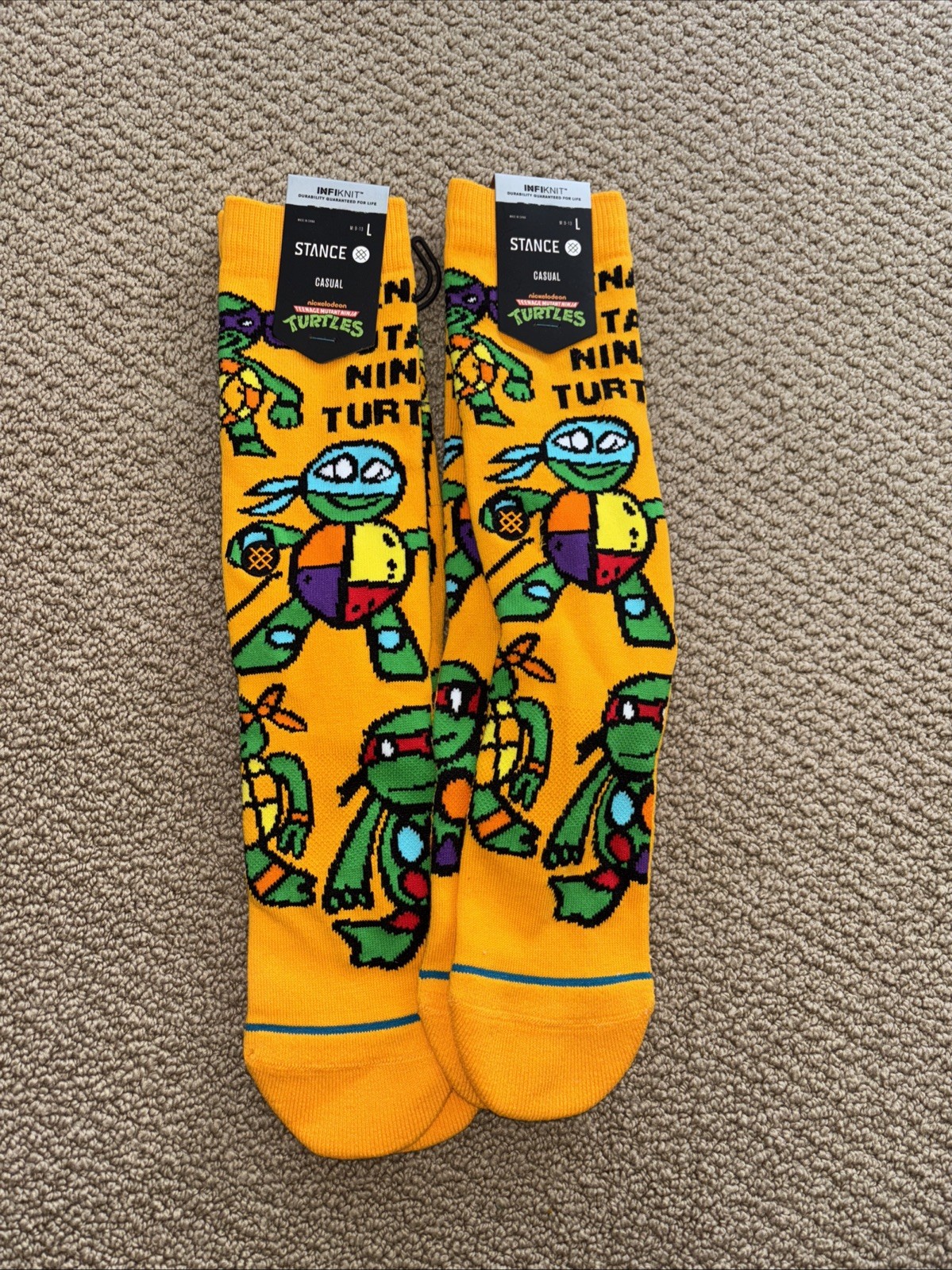 Stance Nickelodeon Teenage Mutant Ninja Turtles Tubular Orange Socks Large NWT