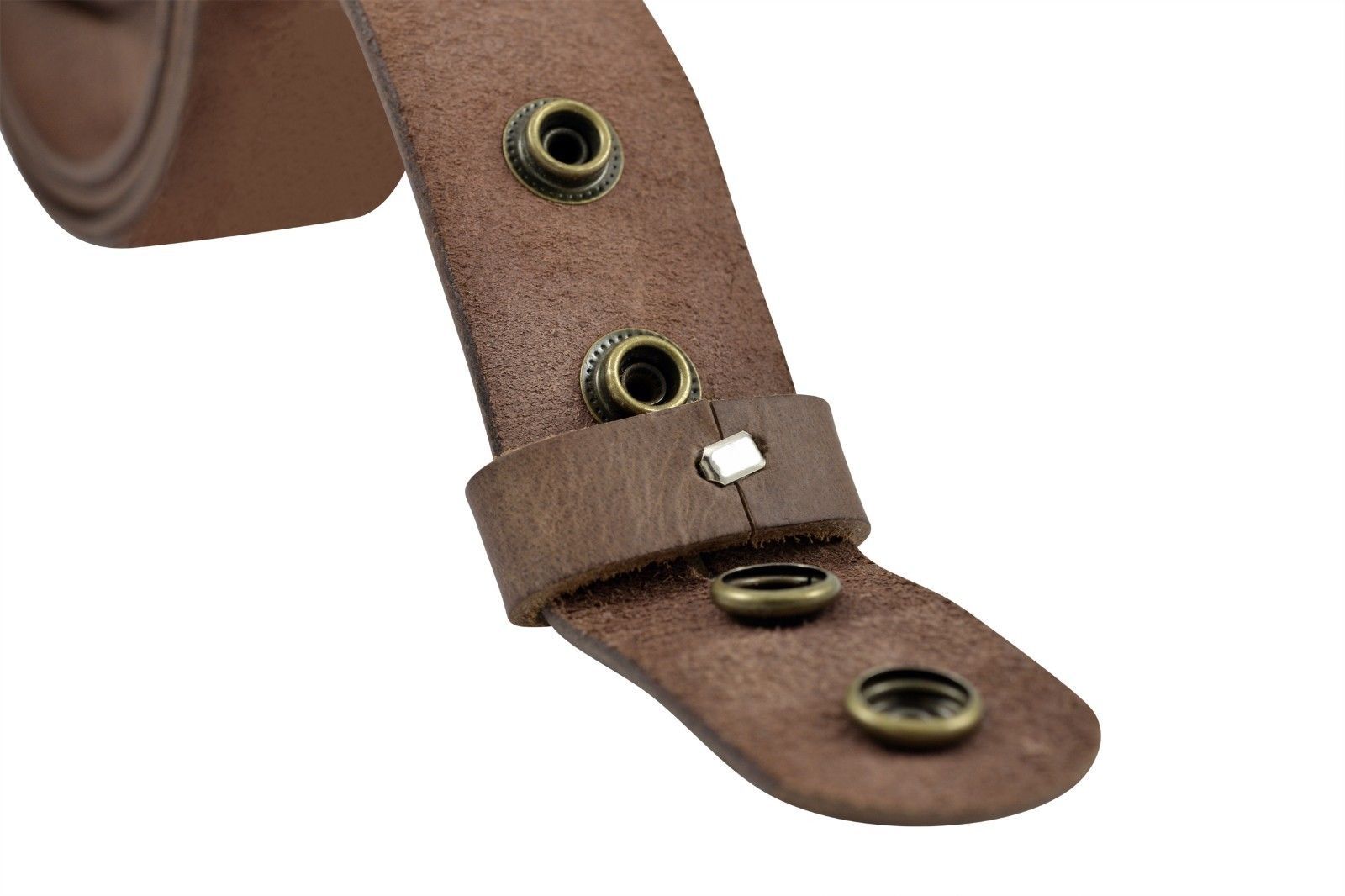 Vintage Full Grain Buffalo Leather Solid 1-Piece Belt Strap – Brown