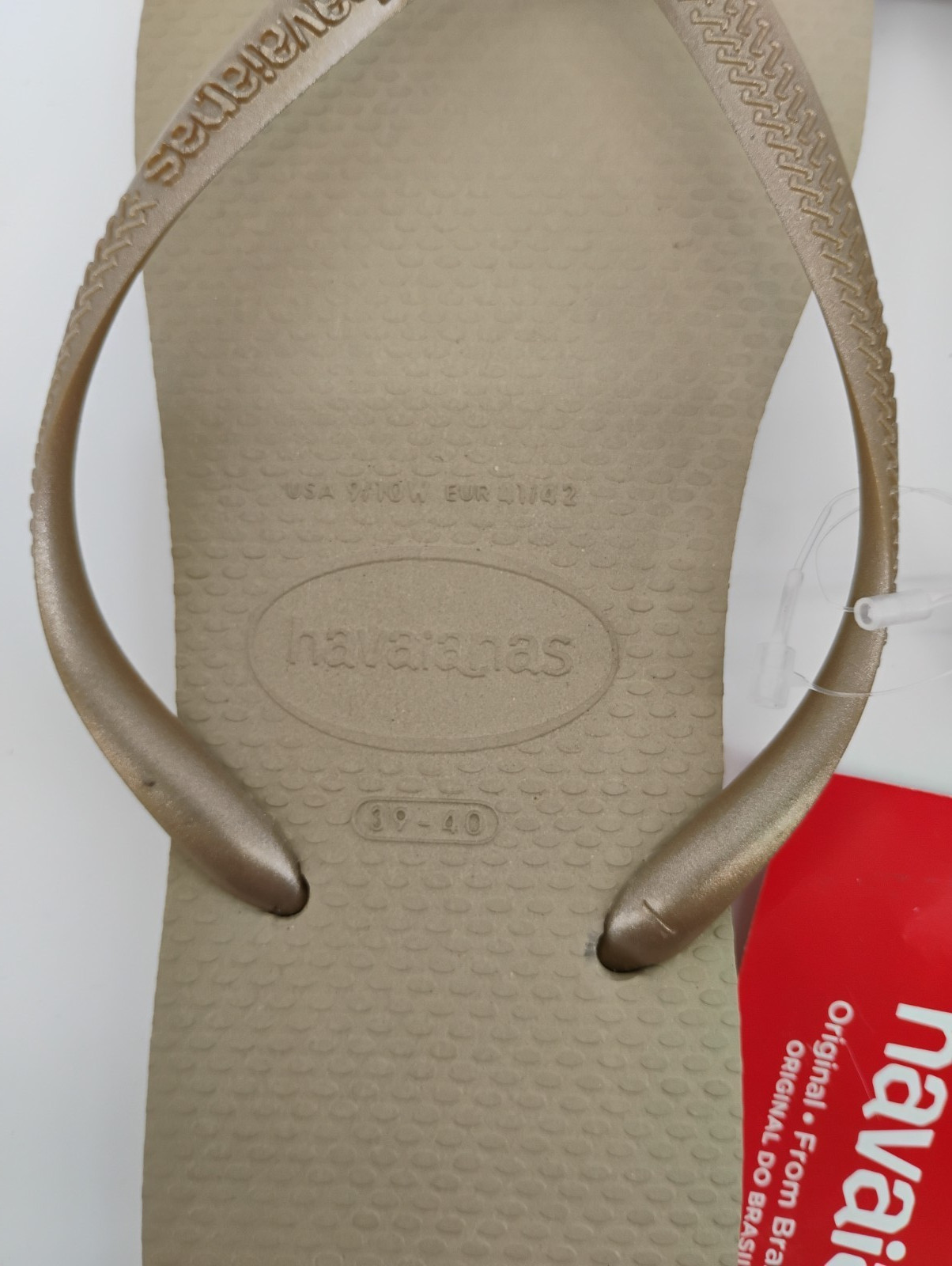 NEW Havaianas Sand Gray Light Gold Thong Flip Flops, Size 9/10w (39/40)
