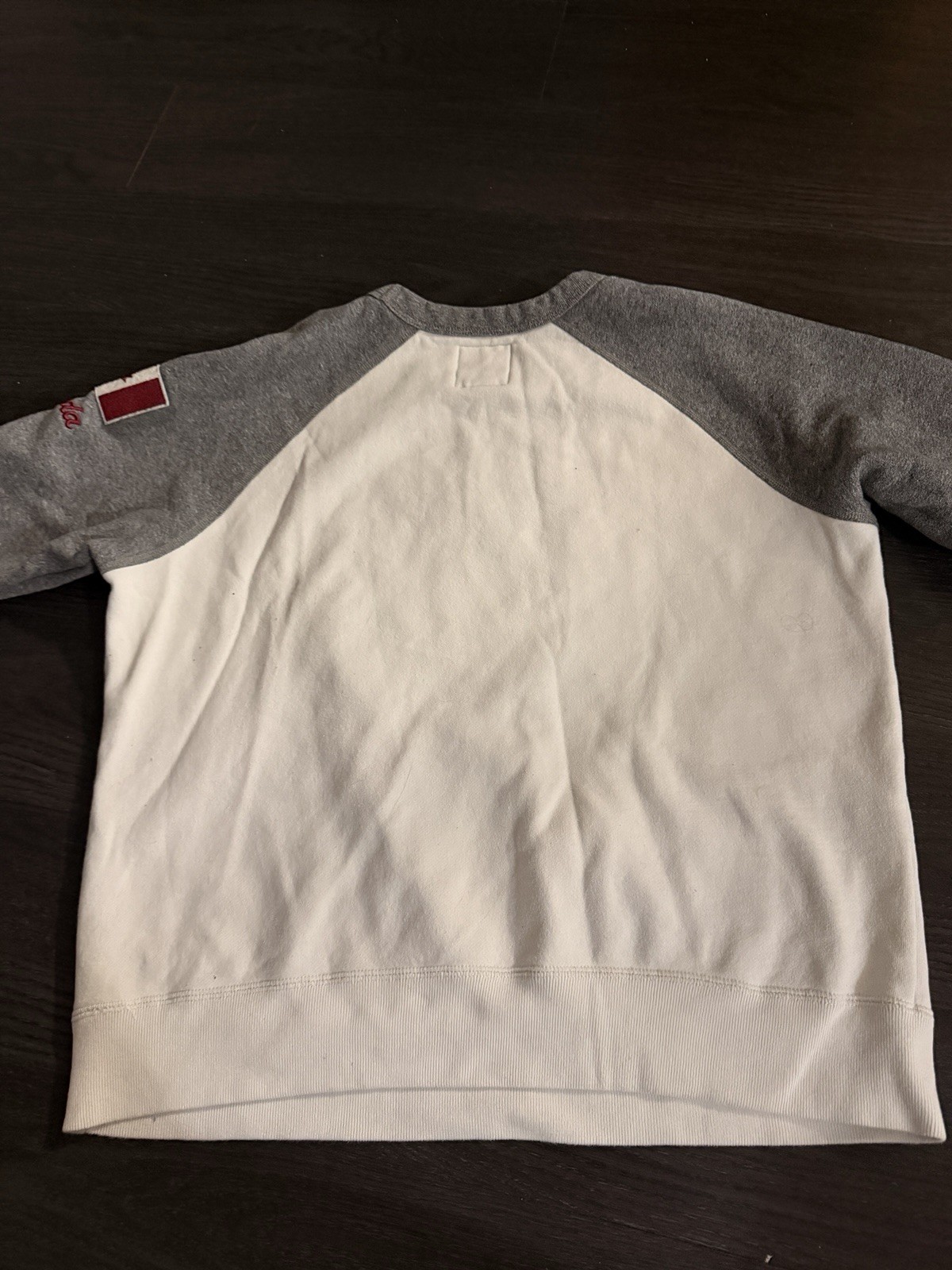 Vintage Roots Canada Raglan Crewneck Sweatshirt Large White Grey Made In Canada