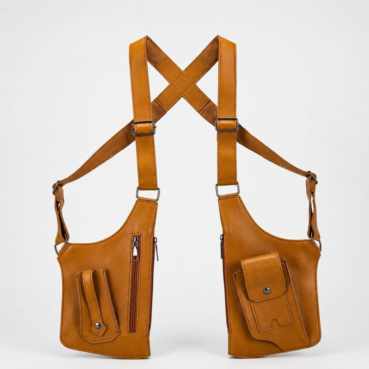 Cowhide Leather Harness Bag Chest Pack Sling Bag Travel EDC Men and Women