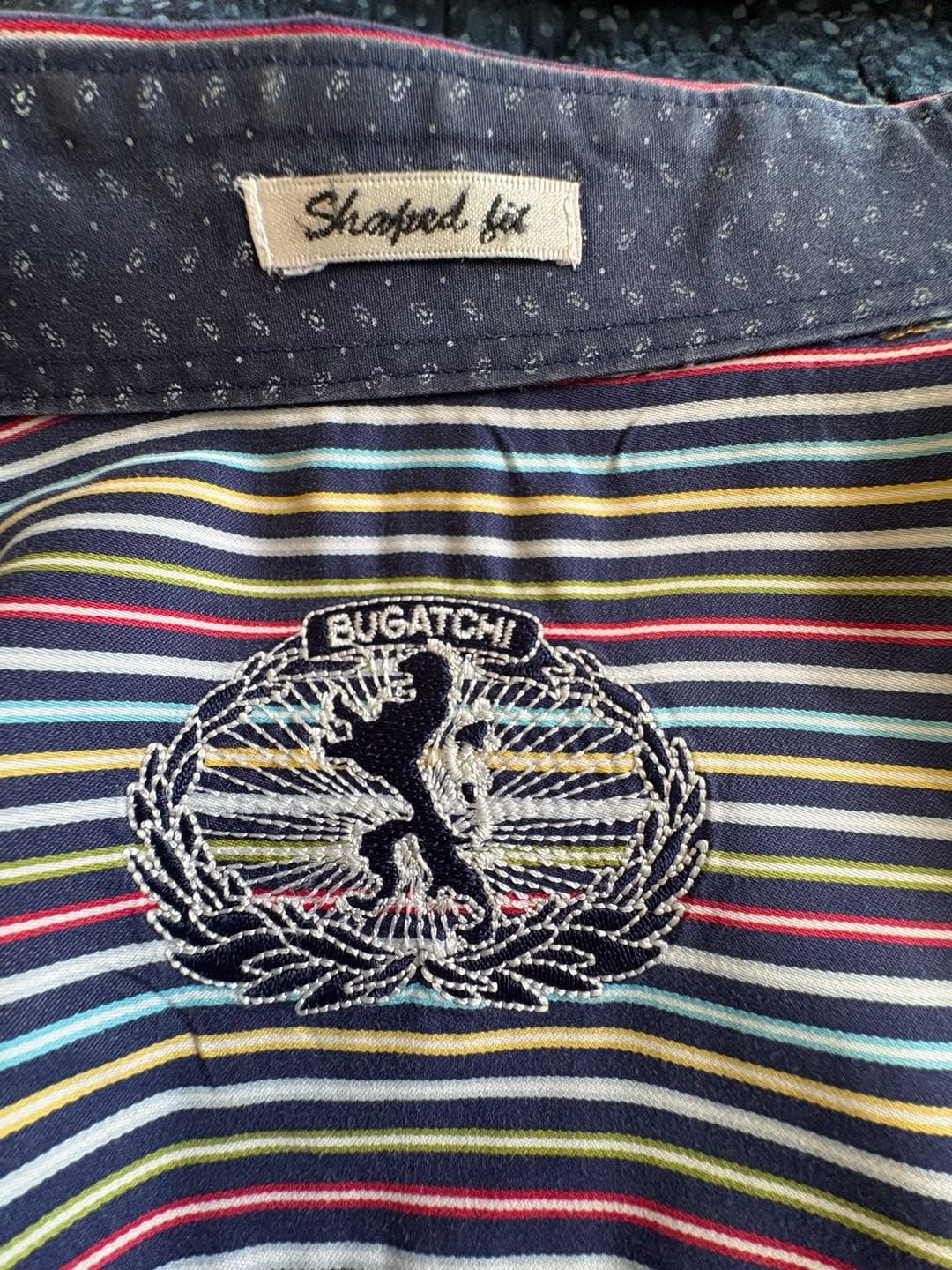 Bugatchi Men’s Multicolor Striped Long Sleeve Sport Shirt, Shaped Fit