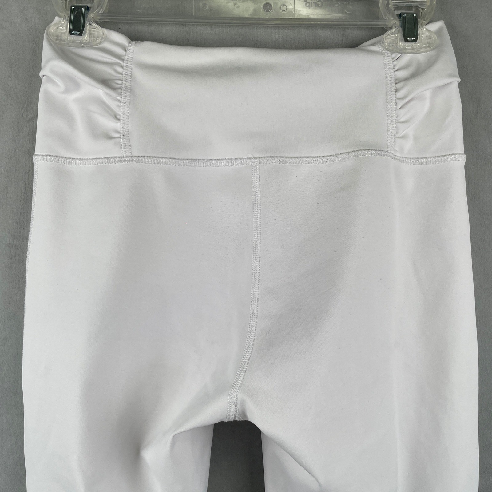 White High Rise Mesh Panel Ruched Waist Yoga Sporty Gym Leggings Wmns M USA Made