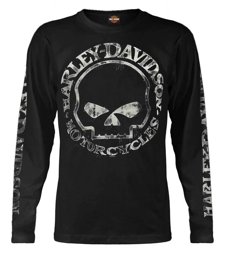 Harley-Davidson Men’s Shirt, Hand Made Willie G Skull Long Sleeve 30294032