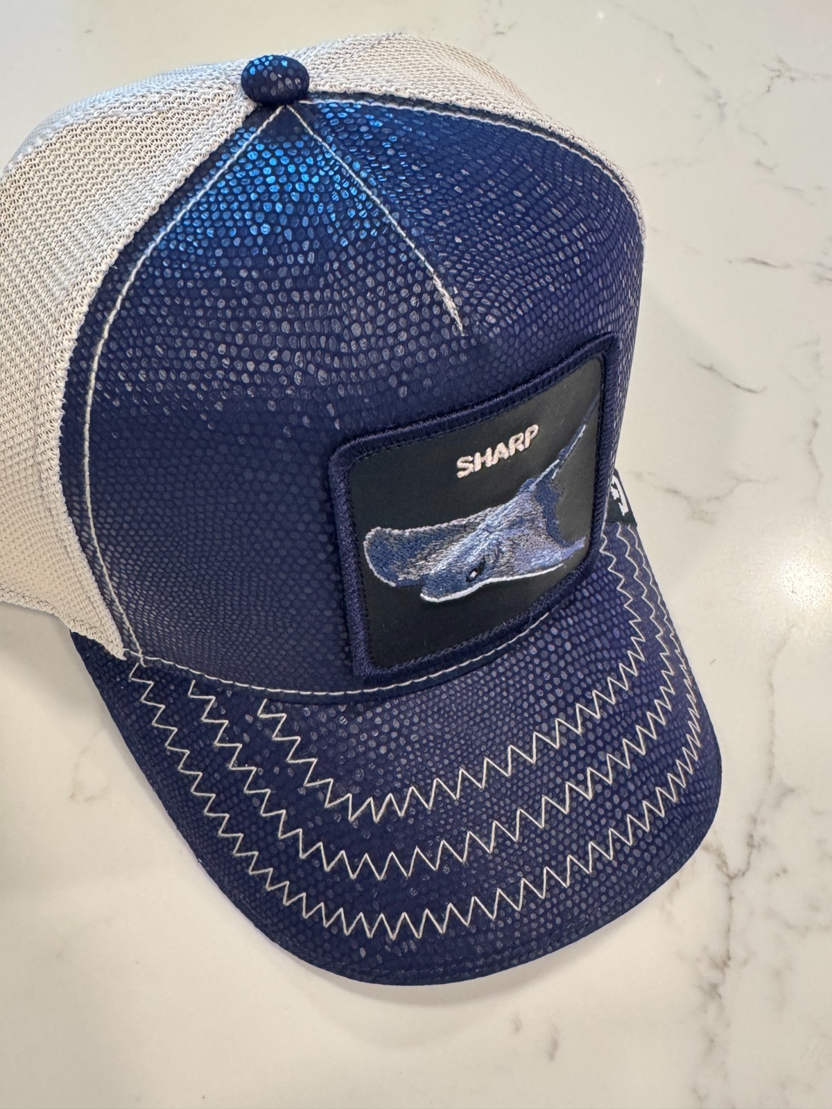 Goorin Bros The Farm “Sharp” Stingray Trucker Hat Deep Sea Navy Friday Drop NWT