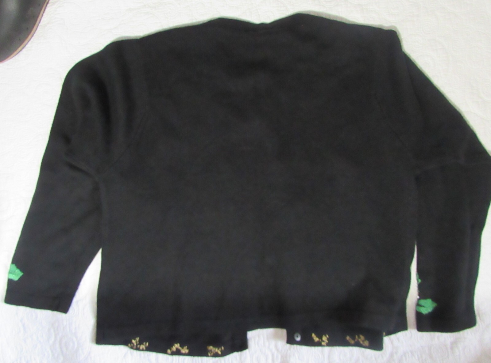 Victoria Jones Christmas Sweater Cardigan Womens XL Black Red Holly Berries
