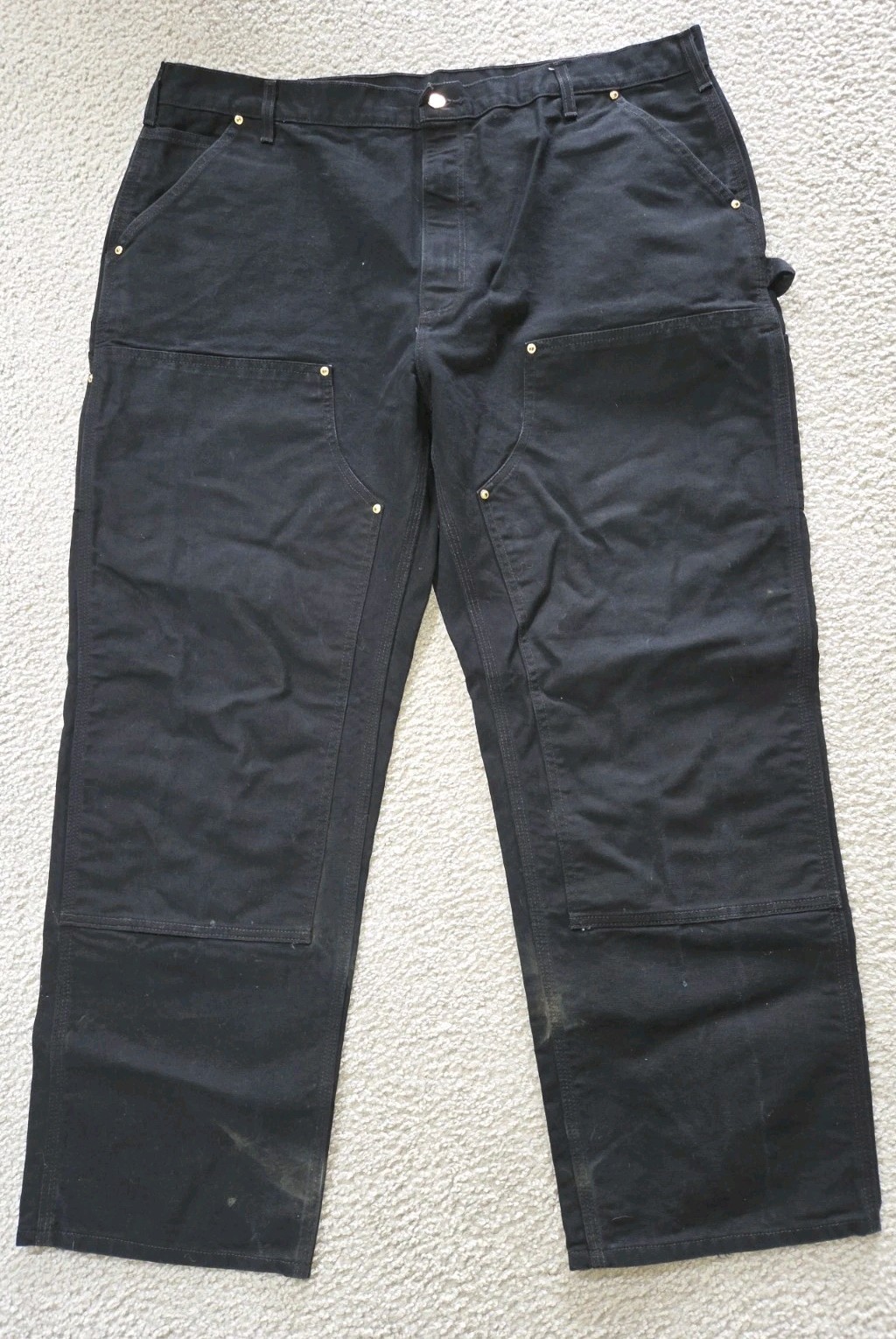 Carhartt Double Knee Pants 42X30 Black B01-BLK Loose Original Fit USA Made Y2K