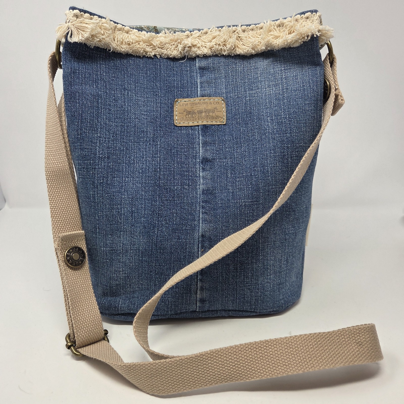 Handcrafted Upcycled Denim Bird Wildlife Tote HandBag Purse Adjustable Crossbody