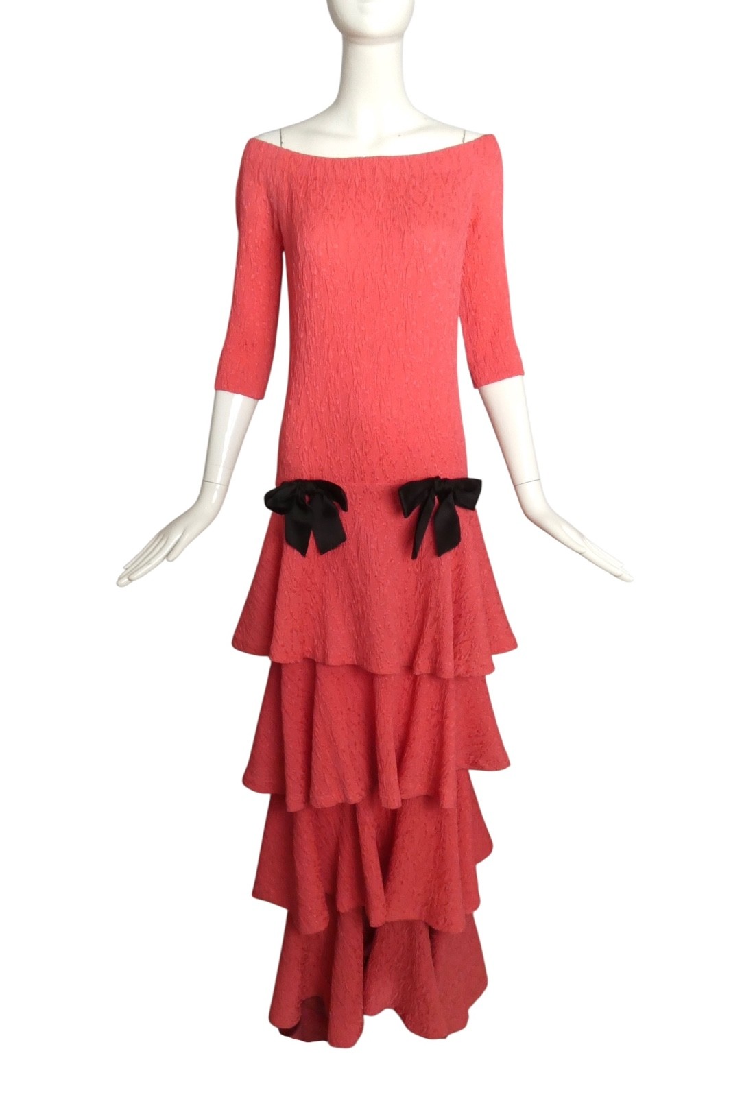 PIERRE CARDIN- 2009 Tiered Knit Evening Dress, Size-6