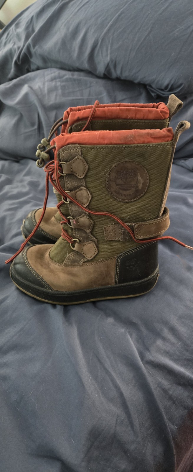 Timberland Teens Suede Ankle Hiking Boots Lace-Up Round Toe Brown US 10