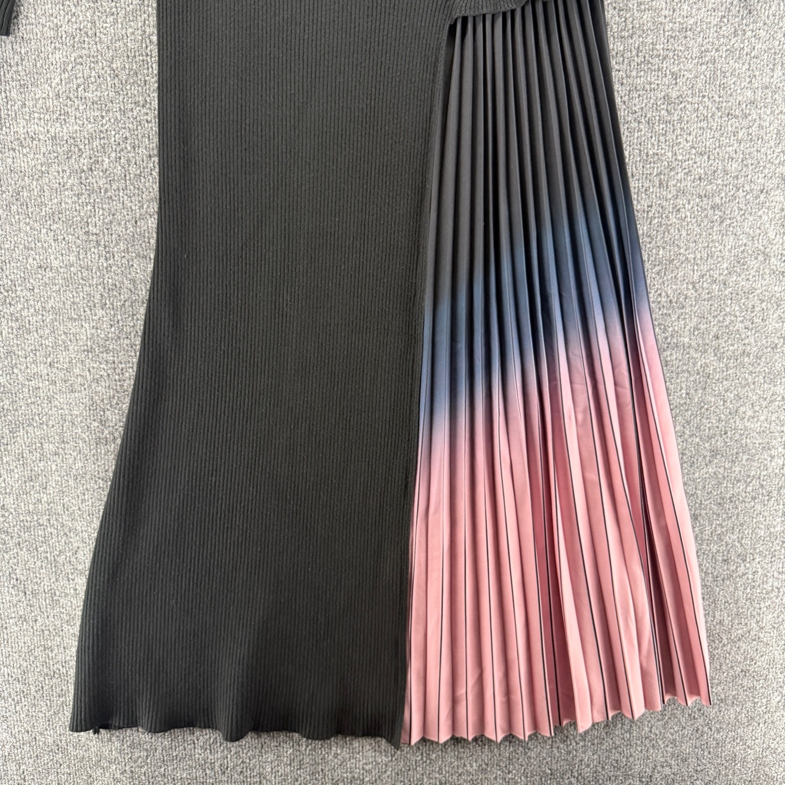 Dalia MacPhee Dress Womens L Black Ribbed Pleated Formal Old Money Quiet Luxury