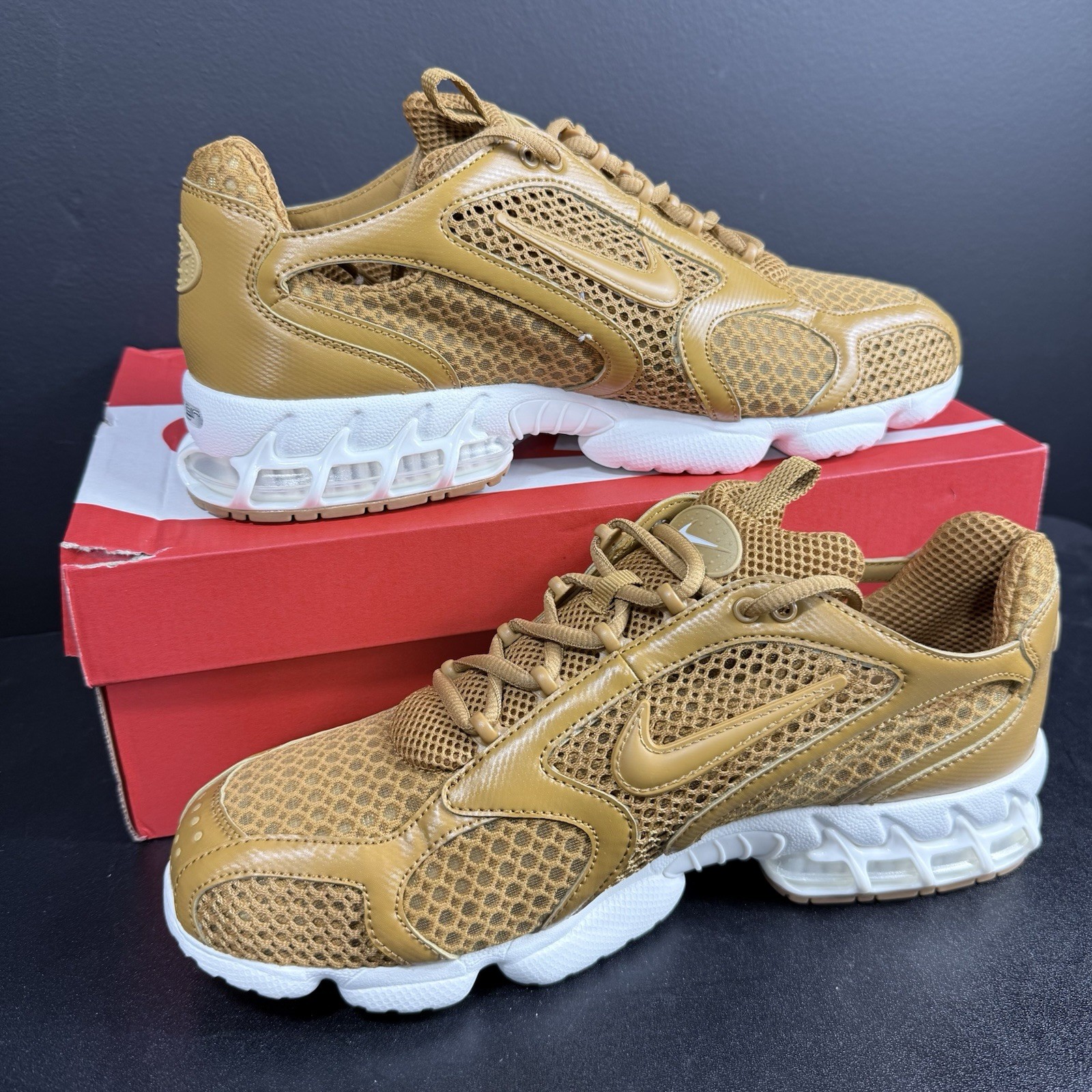 Nike Air Zoom Spiridon Cage 2 Men’s Size 11 Wheat/White-Sail HQ3552-799 Sneakers