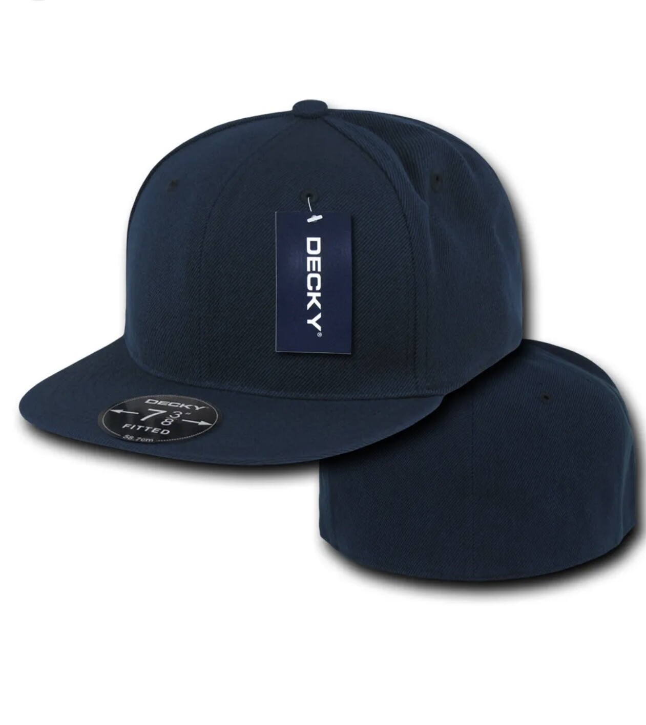Decky RP1 Plain Fitted Flat Bill Caps in Navy Color