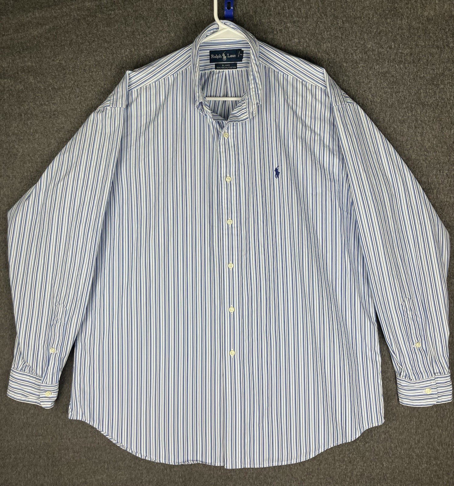 Ralph Lauren Blake Shirt Mens L Blue Striped Button Down Long Sleeve Preppy
