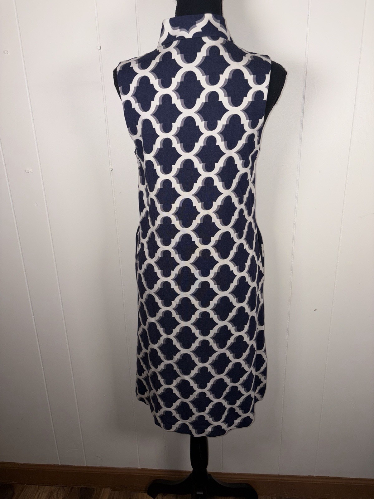 J.McLaughlin Catalina Cloth Shirt Dress Medium Navy White Pockets Buttons