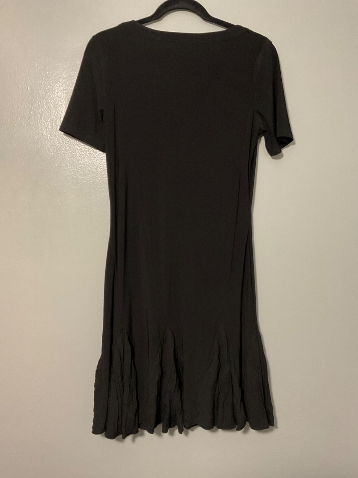 SAMUEL DONG XS Black Ruffled Silky Jersey Hanky Hem Sleeveless Dress NWT