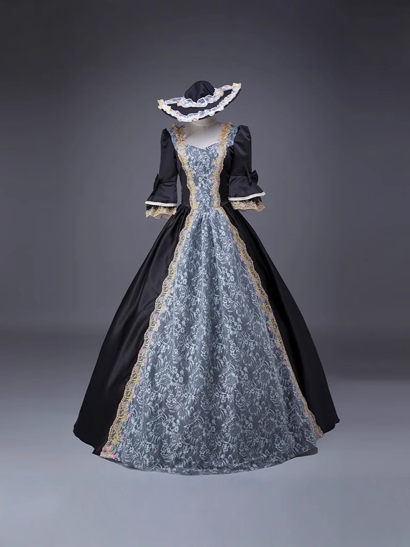 Europe Middle Age Palace Costume Evening Dress Vintage Gown Drama Outfit Cosplay