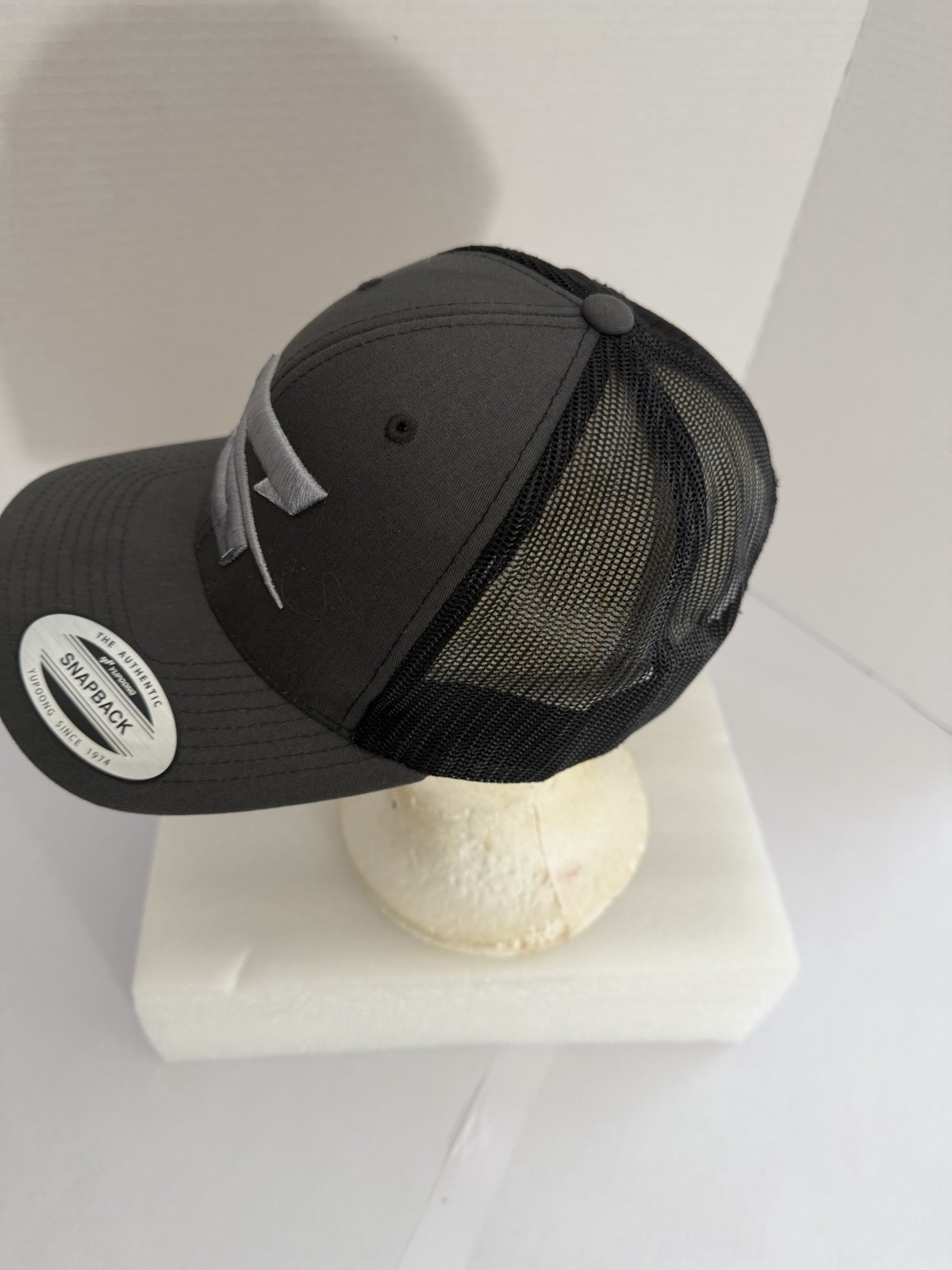 Yupoong Men’s Snapback Trucker Hat Adjustable Mesh Back Solid Gray/Black