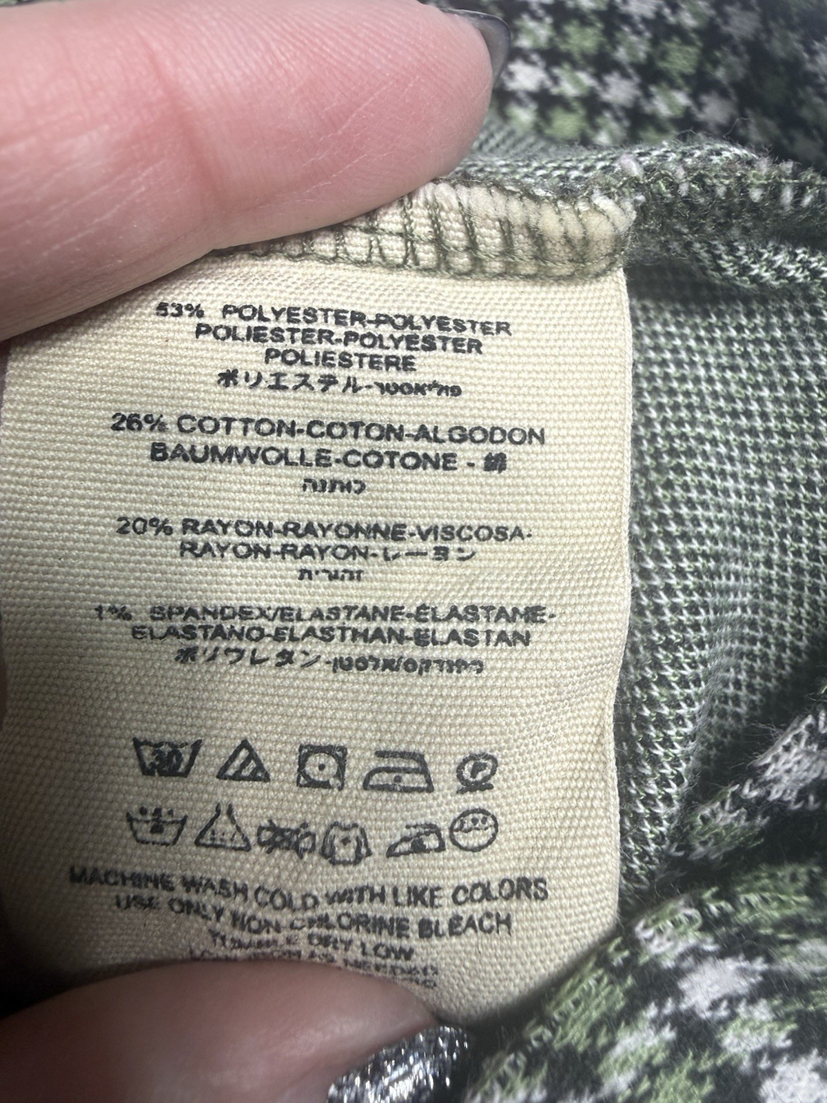 Free People Women’s Carnaby Gingham Plaid Stretch Tartan Pants Green Size 2