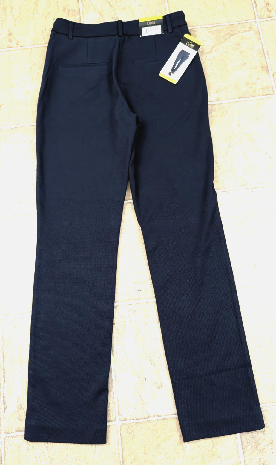 New Dalia sz S Ponte Knit Pants navy blue pull on stretchy tummy control 3545