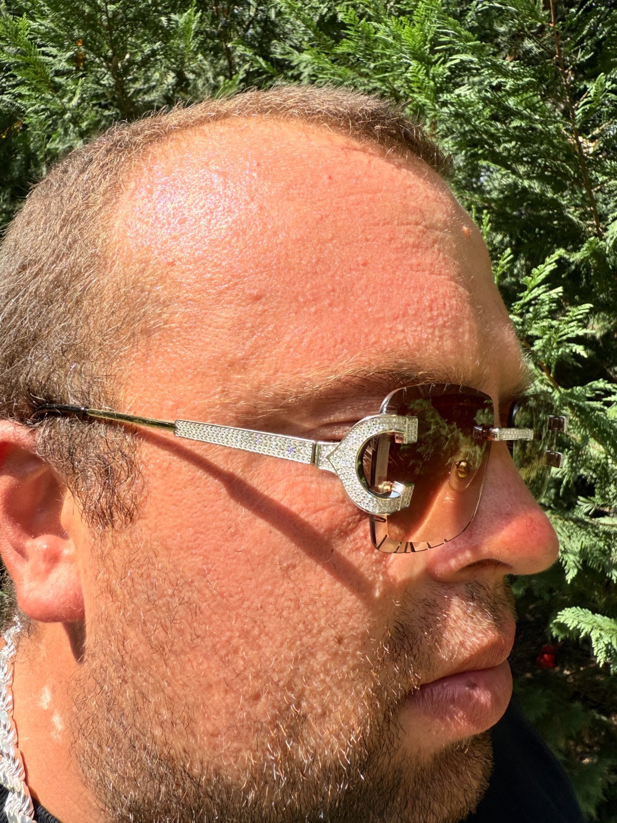 Real 925 Silver Big C VVS MOISSANITE Light Brown Sunglasses – Iced Buffs Glasses