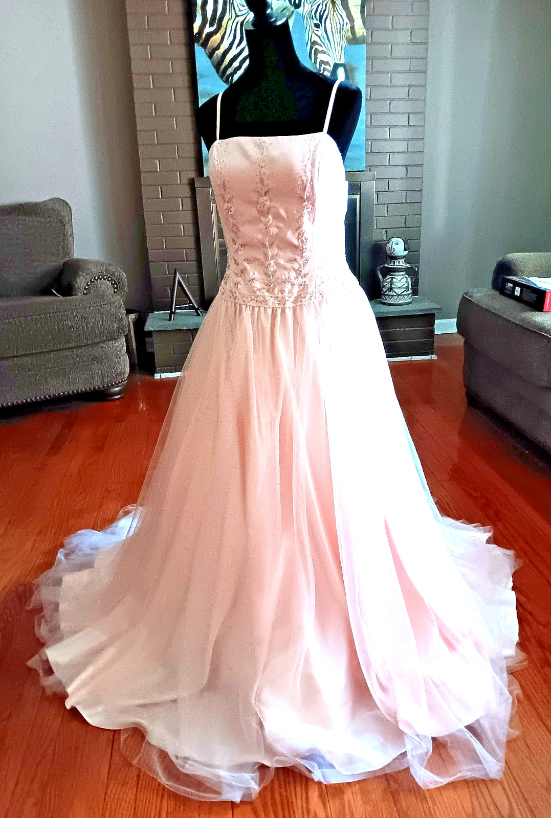 Forever Yours Blush Pink Spaghetti Straps Ball Gown size 12
